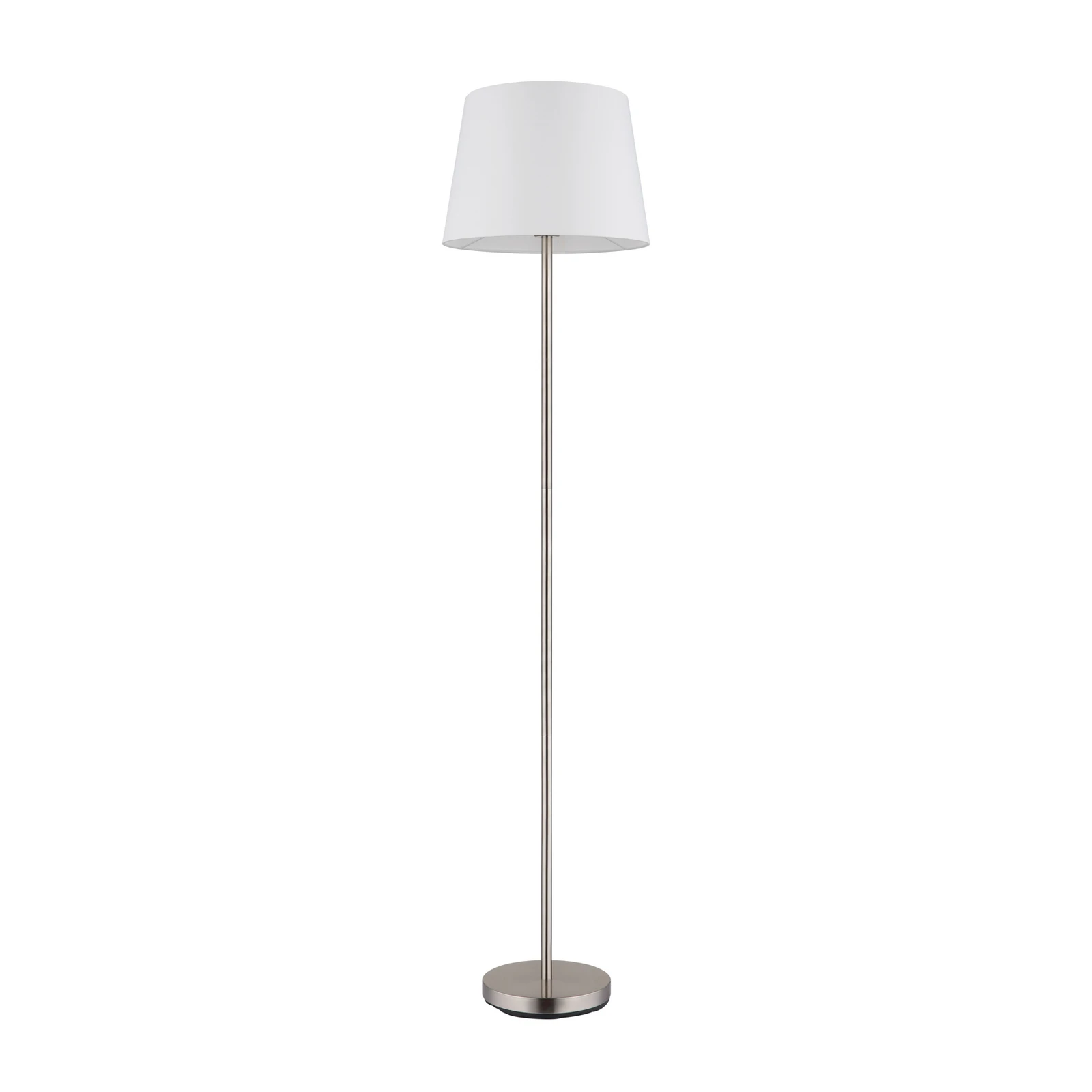 Candeeiro de pé Joris, níquel/branco, tecido, 151 cm de altura, E27