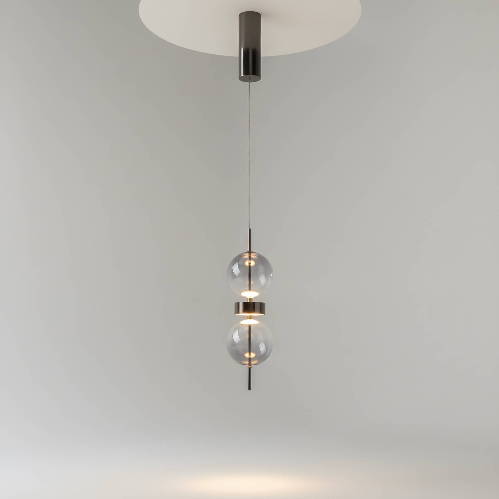 Maytoni Double Moon Led Pendant Light, Smoky Grey, Ø 12 Cm, Glass