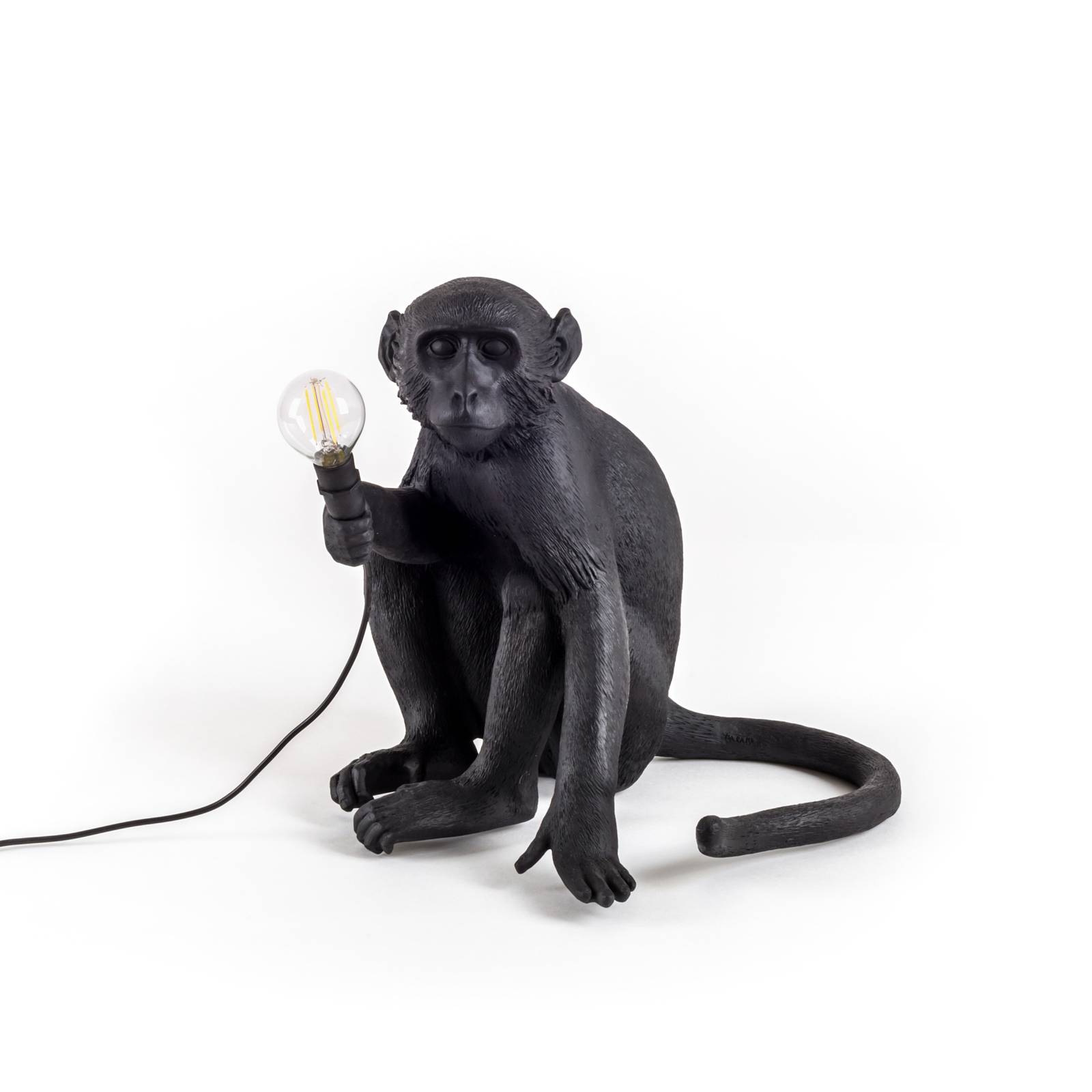 Lampe terrasse déco LED Monkey Lamp assise noir