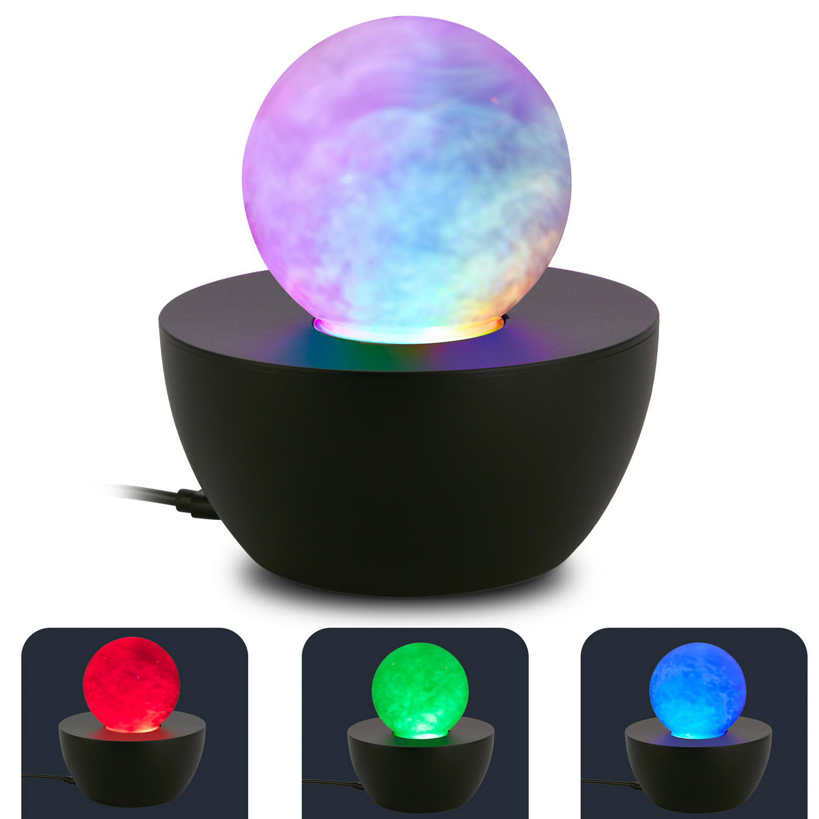 Lampa stołowa LED Fog, czarna/przezroczysta, skokowa zmiana barw RGB, Ø 12 cm Lampa stołowa LED Fog, czarna/przezroczysta, skokowa zmiana barw RGB, Ø 12 cm