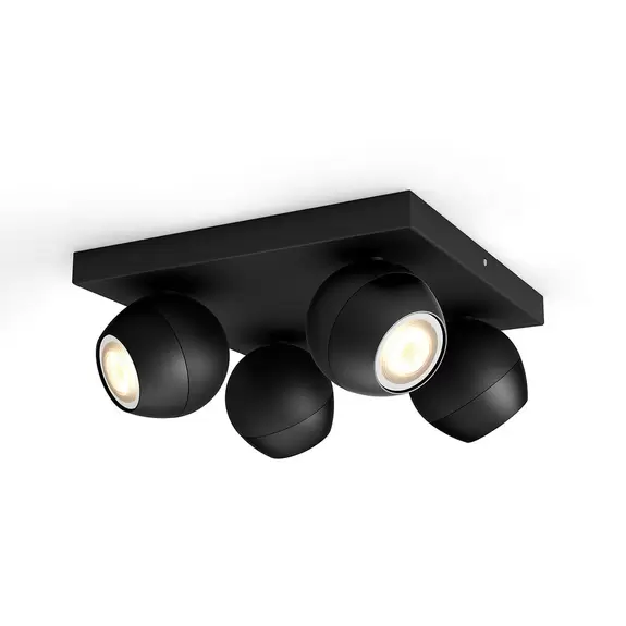 Lampenwelt Philips Hue Buckram 4-flammig Dimmschalter schwarz