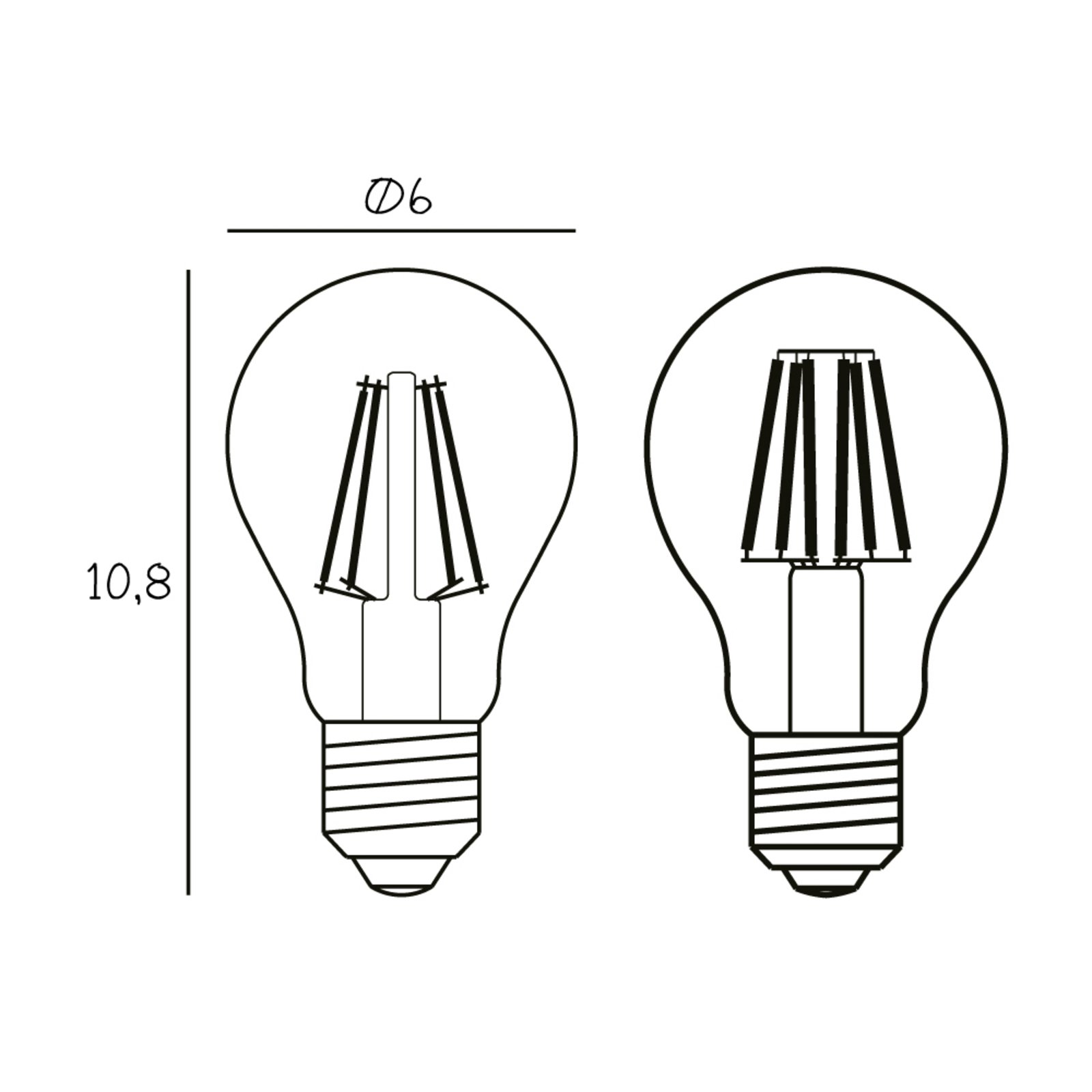 Arbitrary LED bulb, E27 Ø 6 cm 5 W 2,200 K dimmable