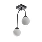 Plafoniera Bandi, nero/opale, a 2 luci, G9