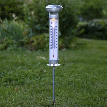 Lámpara LED solar Celsius, termómetro exterior