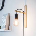 Pockley zidna svjetiljka, izbočina 16 cm, crna/drvo, drvo