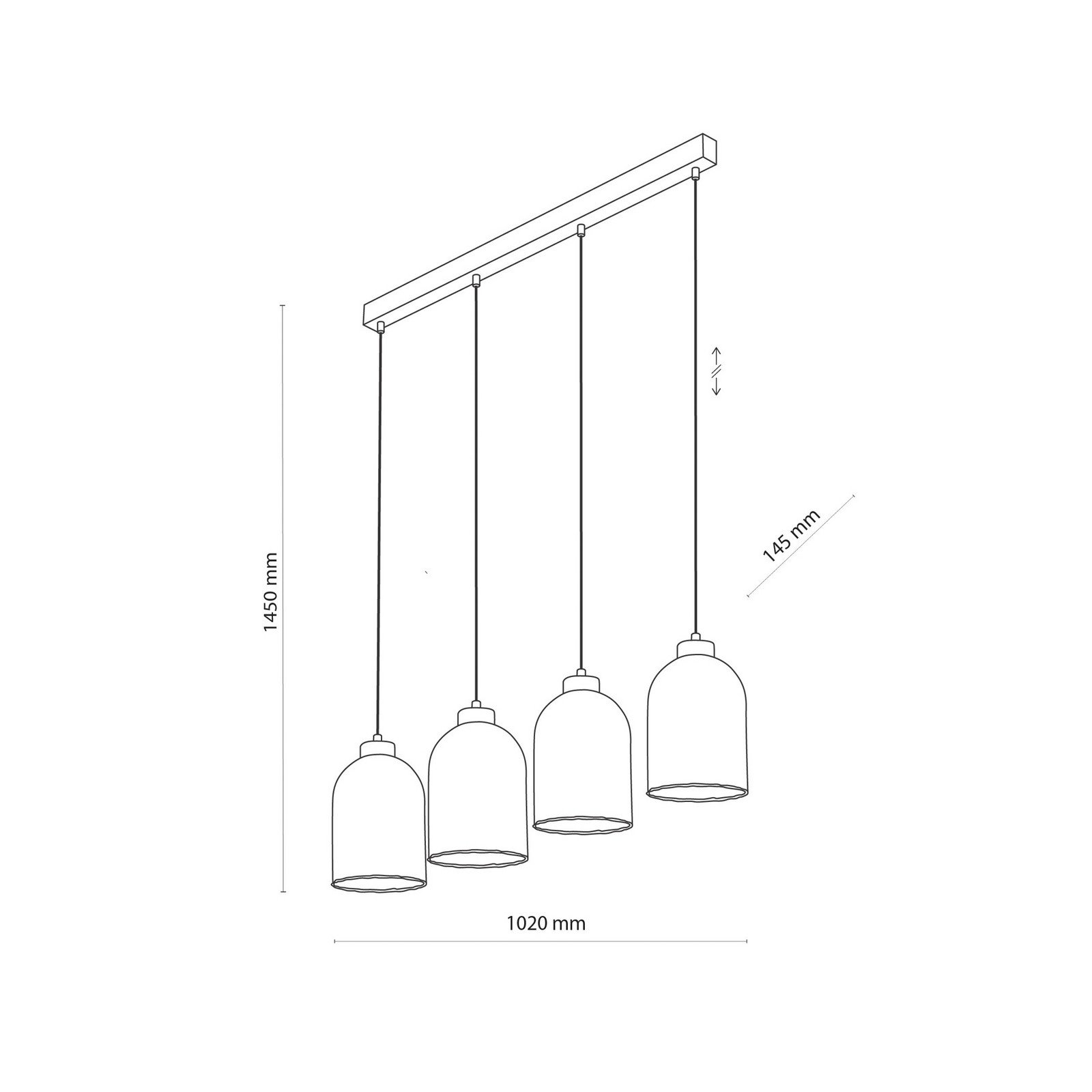 TK Lighting Lampă suspendată din sticlă Satipo 4 becuri transparentă - Camera de zi / sufragerie - negru transparent