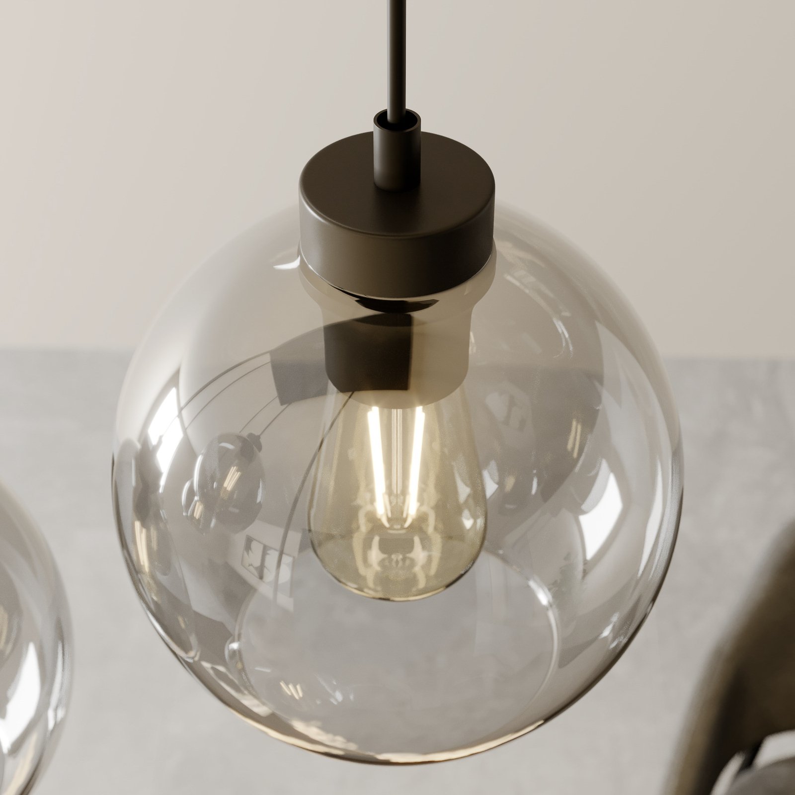 Cubus hanglamp, grafiet, glas, 74 cm lang, 6-lamps