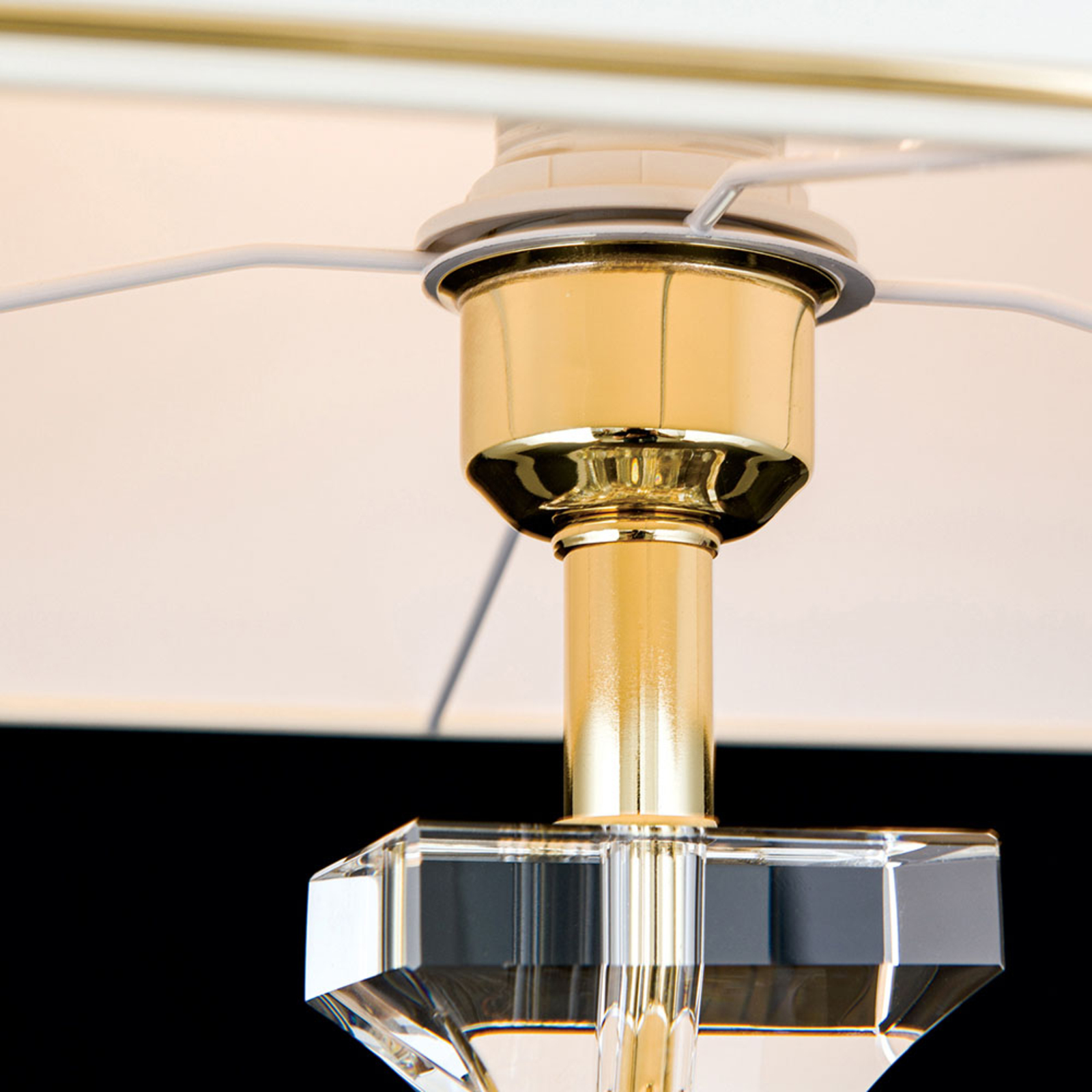 Tafellamp Pokal met kristal goud/crème