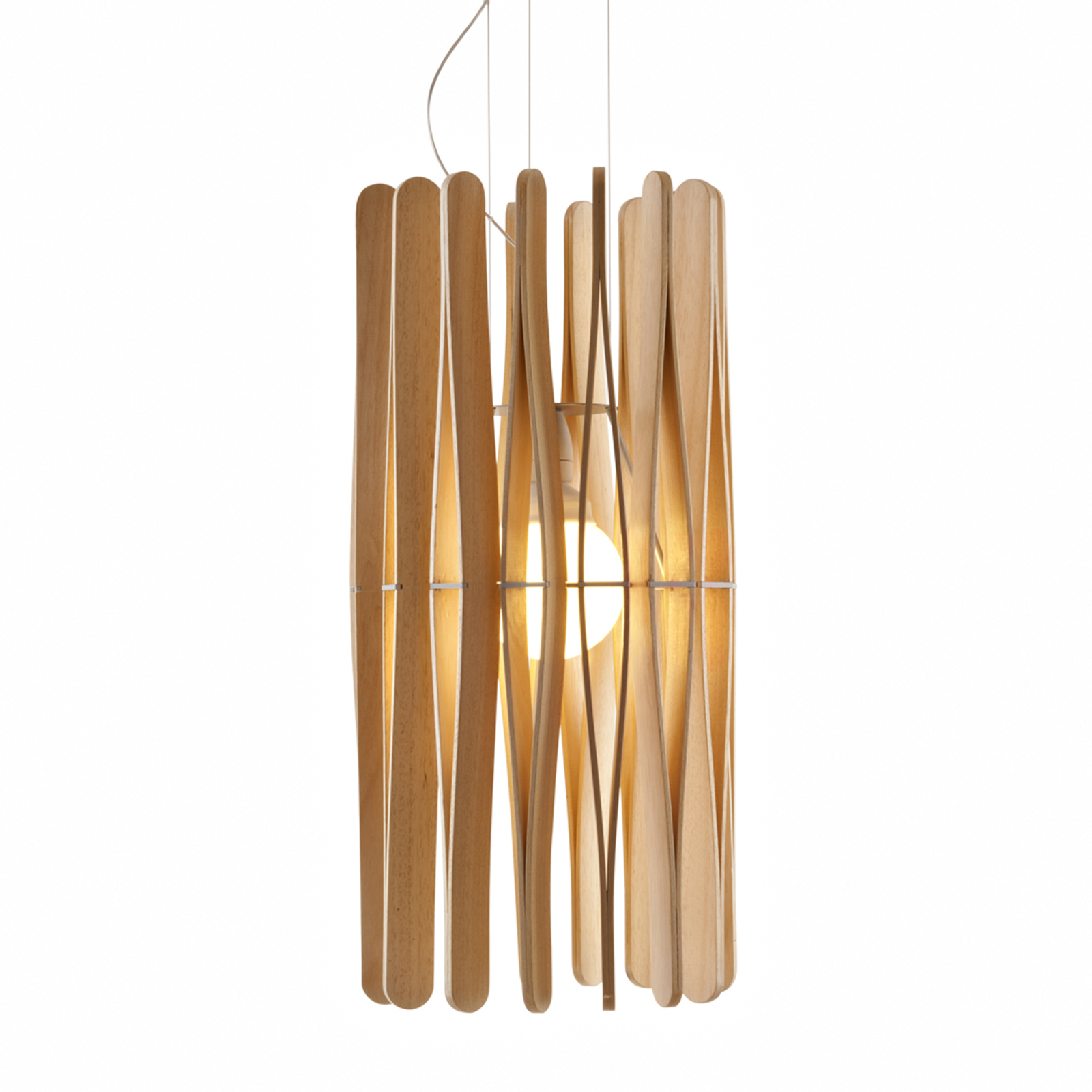 Fabbian Stick fa függő lámpa, hengeres, 33 cm