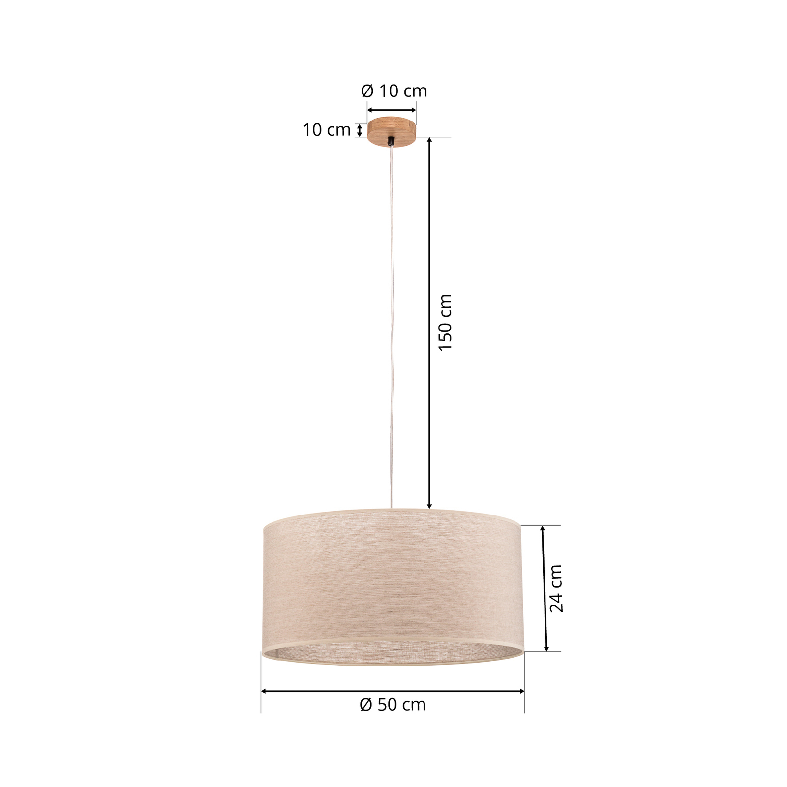 Suspension Canvas abat-jour lin Ø 50 cm, ronde