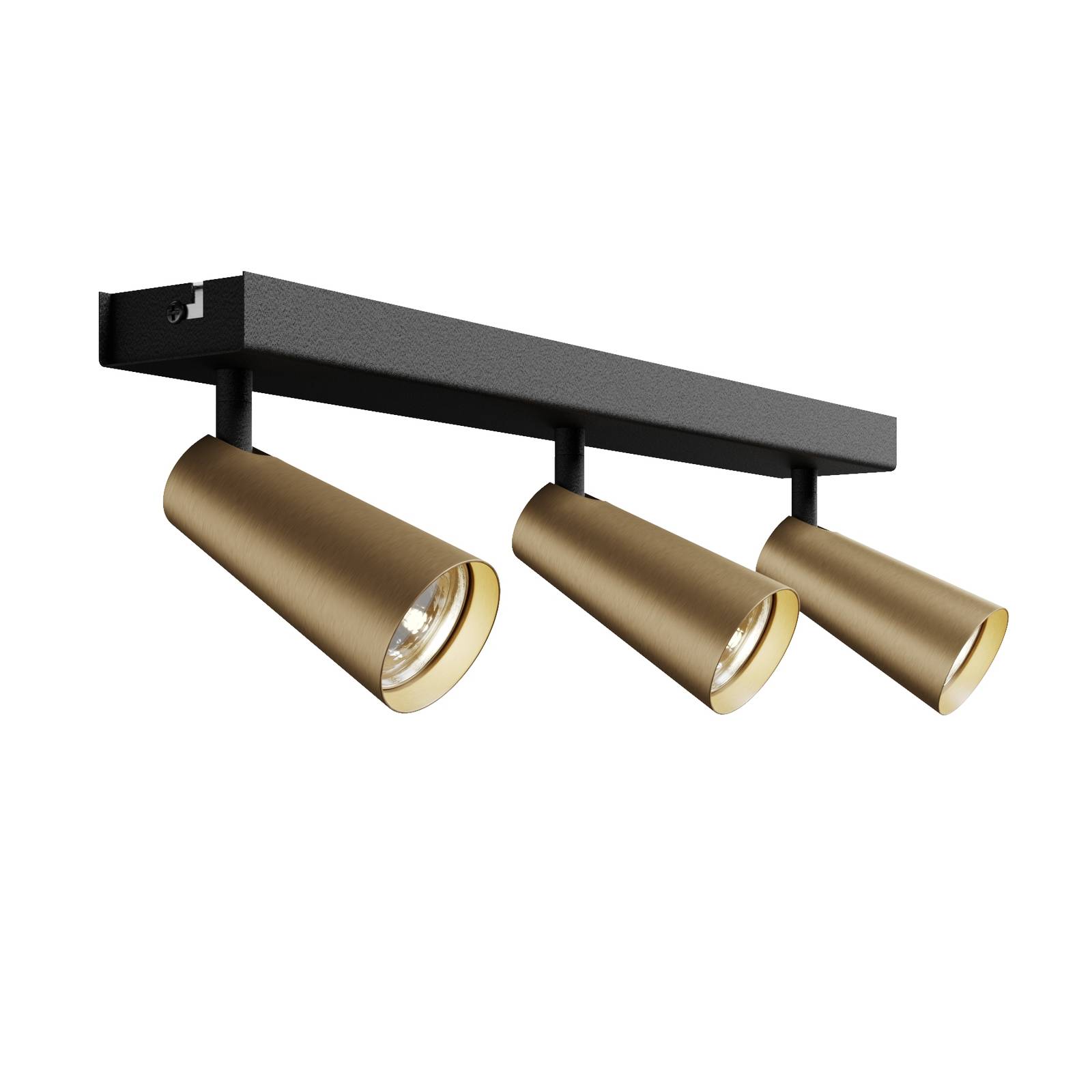 Lucande Angelina ceiling lamp brass-gold, 3-bulb, for Bedroom, metal, GU10, 8 W, L: 46 cm, W: 6.5 cm, H: 16 cm