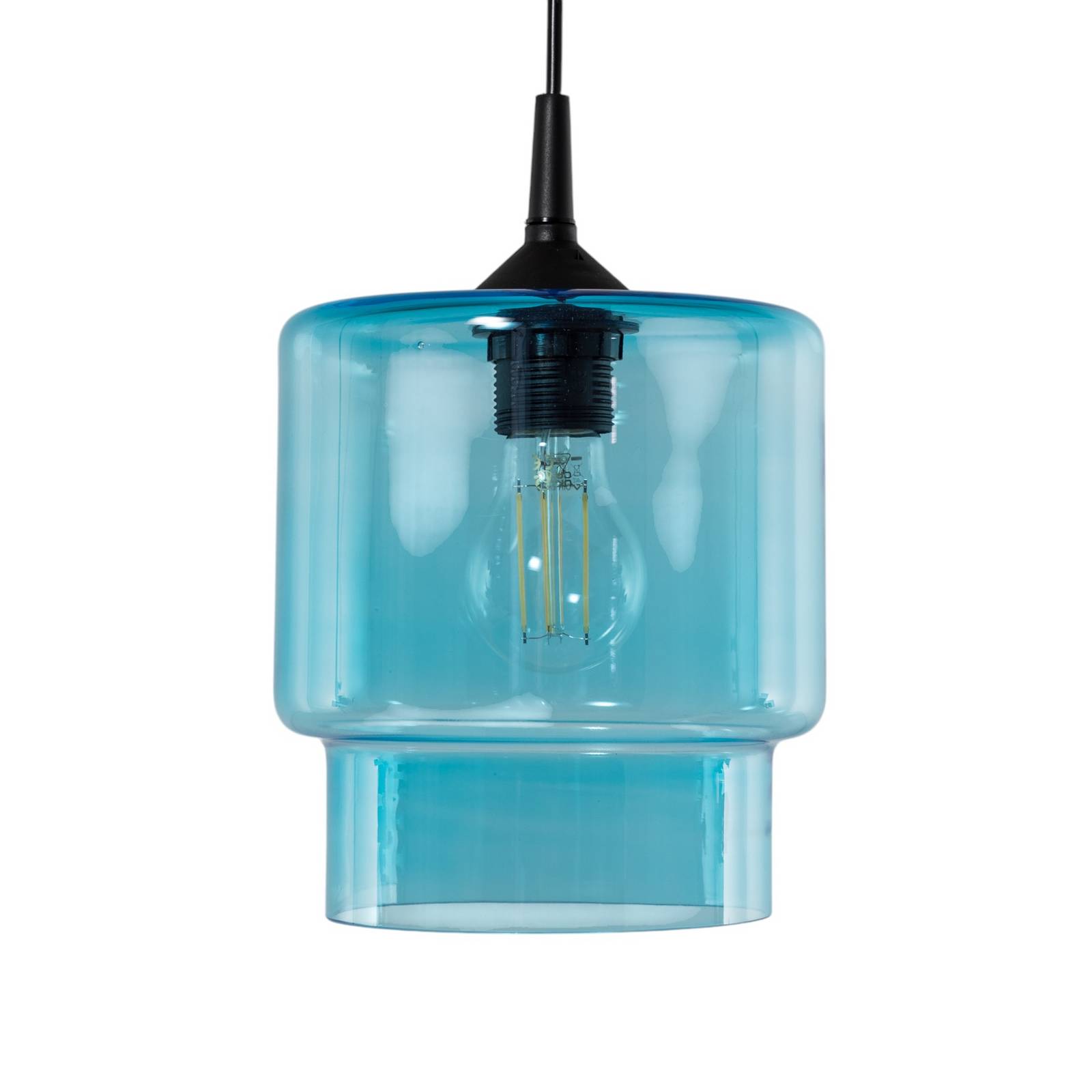 Szklana lampa wisząca Nesto, granatowa, Ø 18 cm, E27