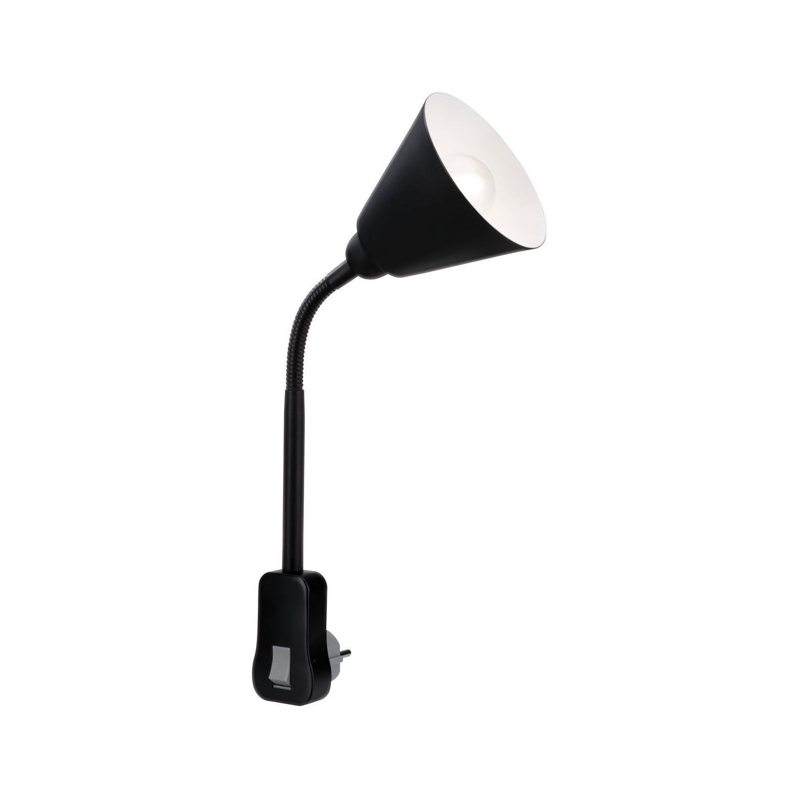 Lampa wtykowa Junus firmy Paulmann z elastycznym ramieniem, czarna