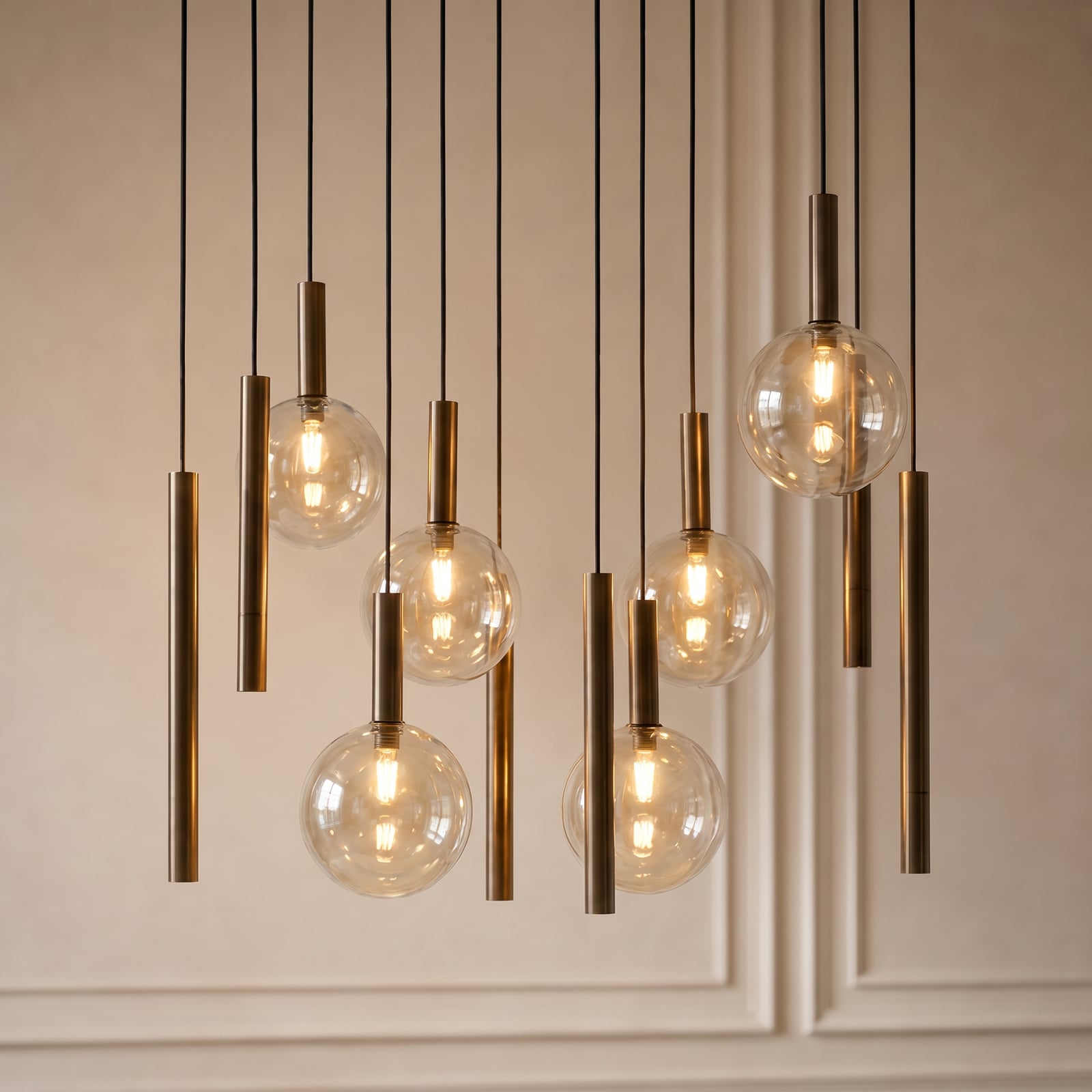 Lucande hængelampe Lumavia, 12 lyskilder, glas, brun/ravfarvet, G9
