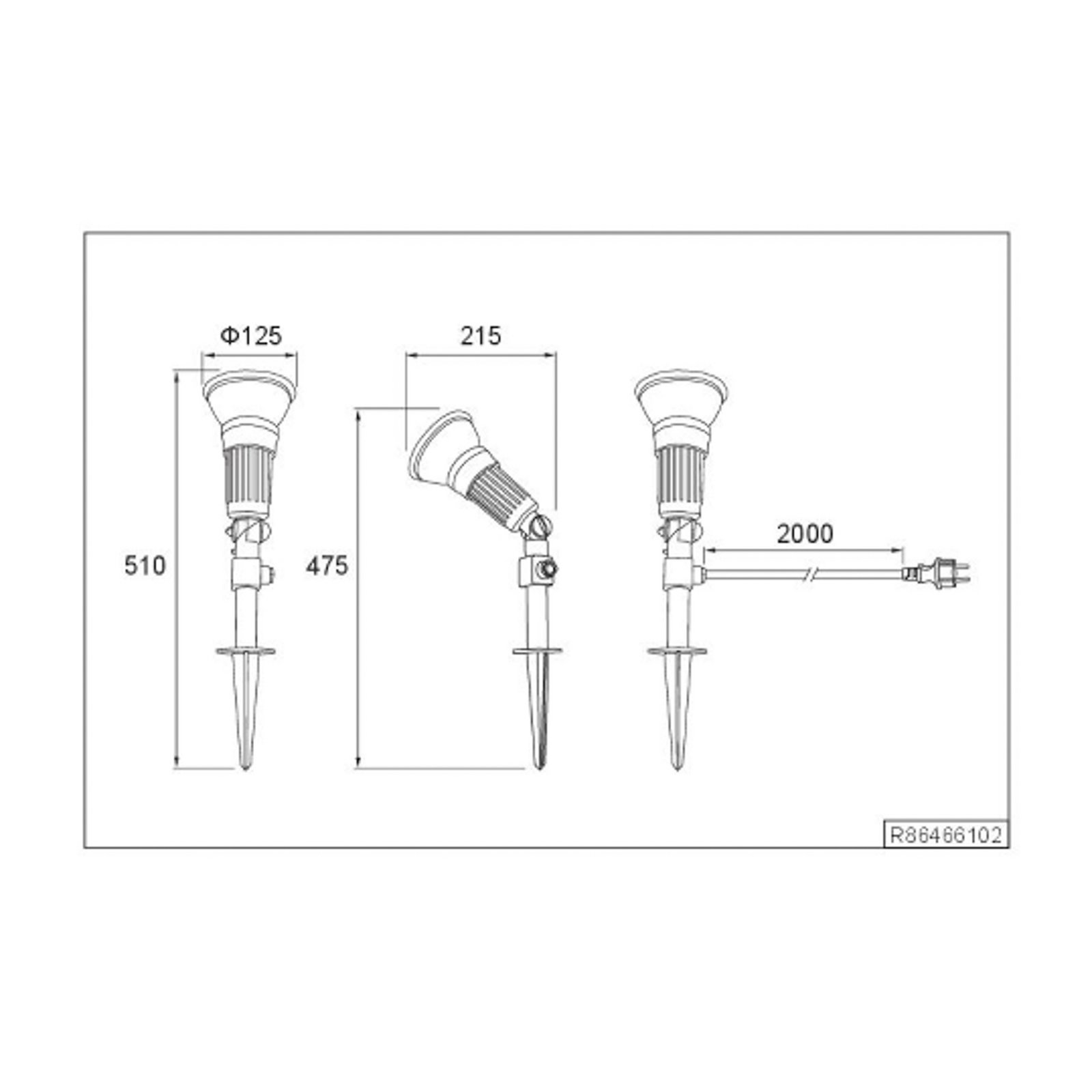 Udendørs spotlampe Caceres, sort, plast, IP44, vipbar