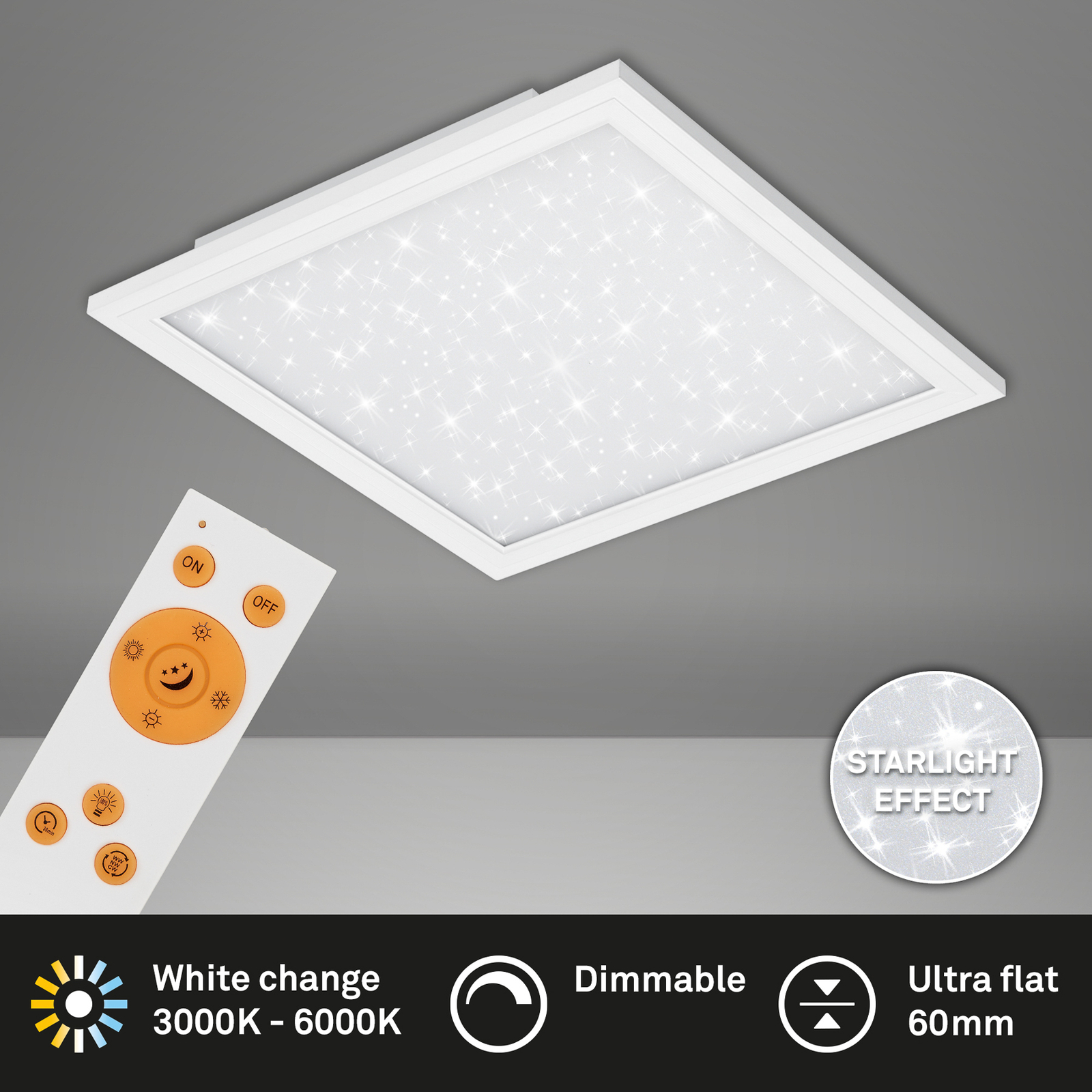 LED skydelis "Pallas", baltas, reguliuojamas apšvietimas, CCT, 45x45cm