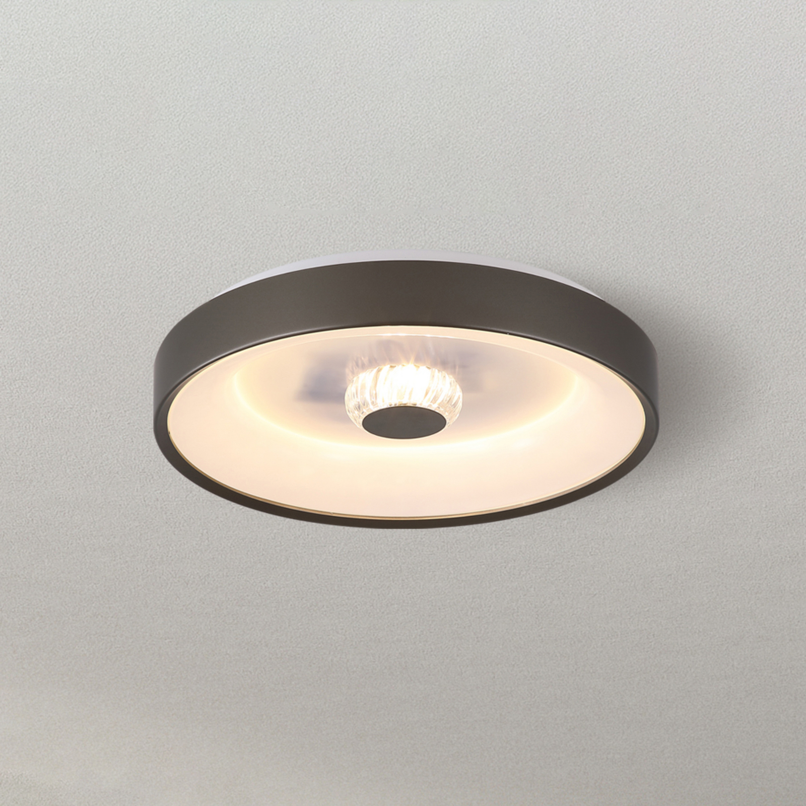 Lámpara LED de techo Polka, color latte/blanco, Ø 38 cm, hierro/acrílico