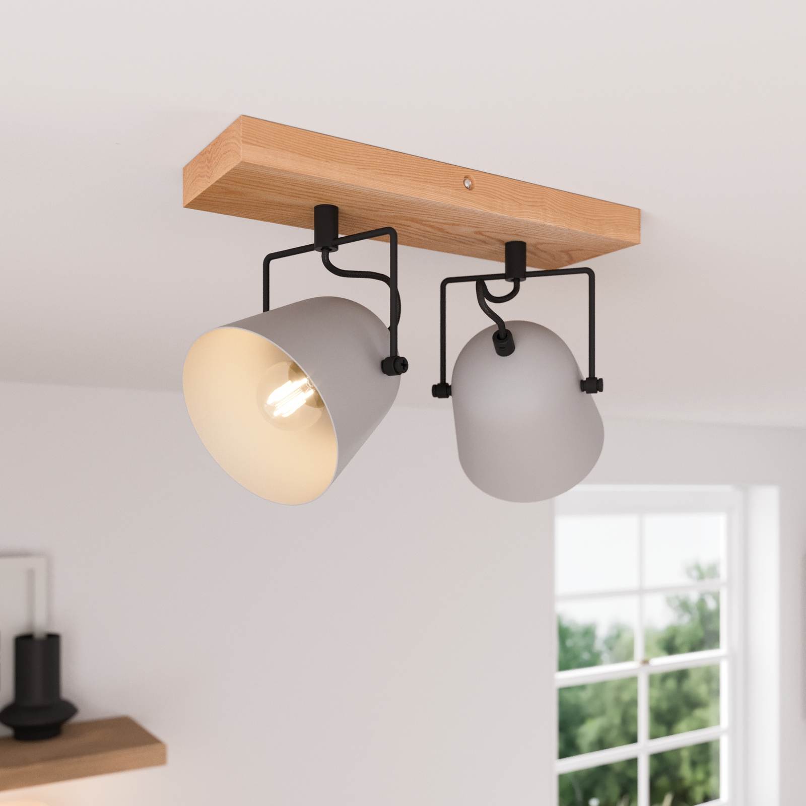 Lindby Adalin plafonnier, à 2 lampes, gris