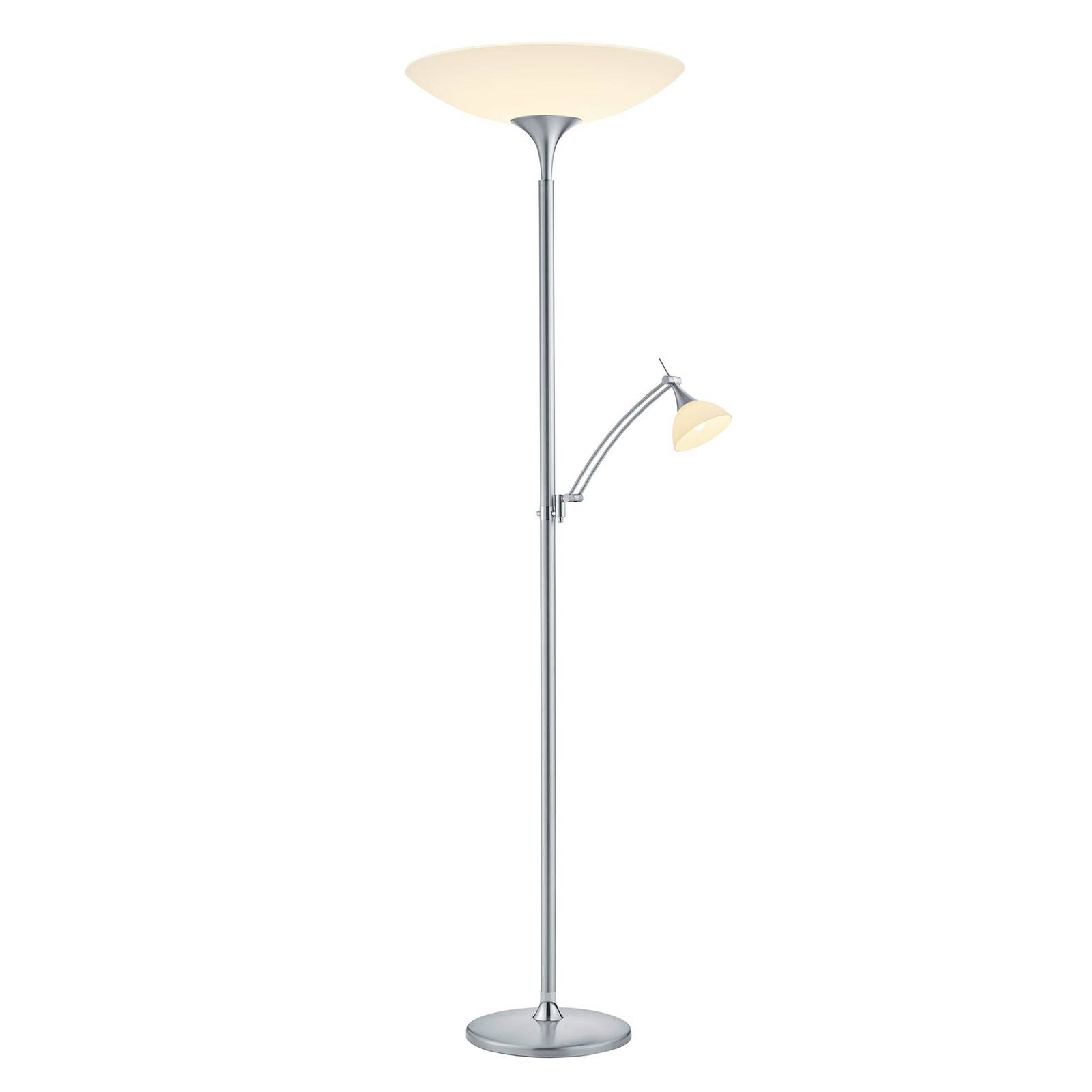 BANKAMP Meisterwerke uplighter bowl, nickel, for Living / Dining Room, brass, glass, 50 W, H: 185 cm