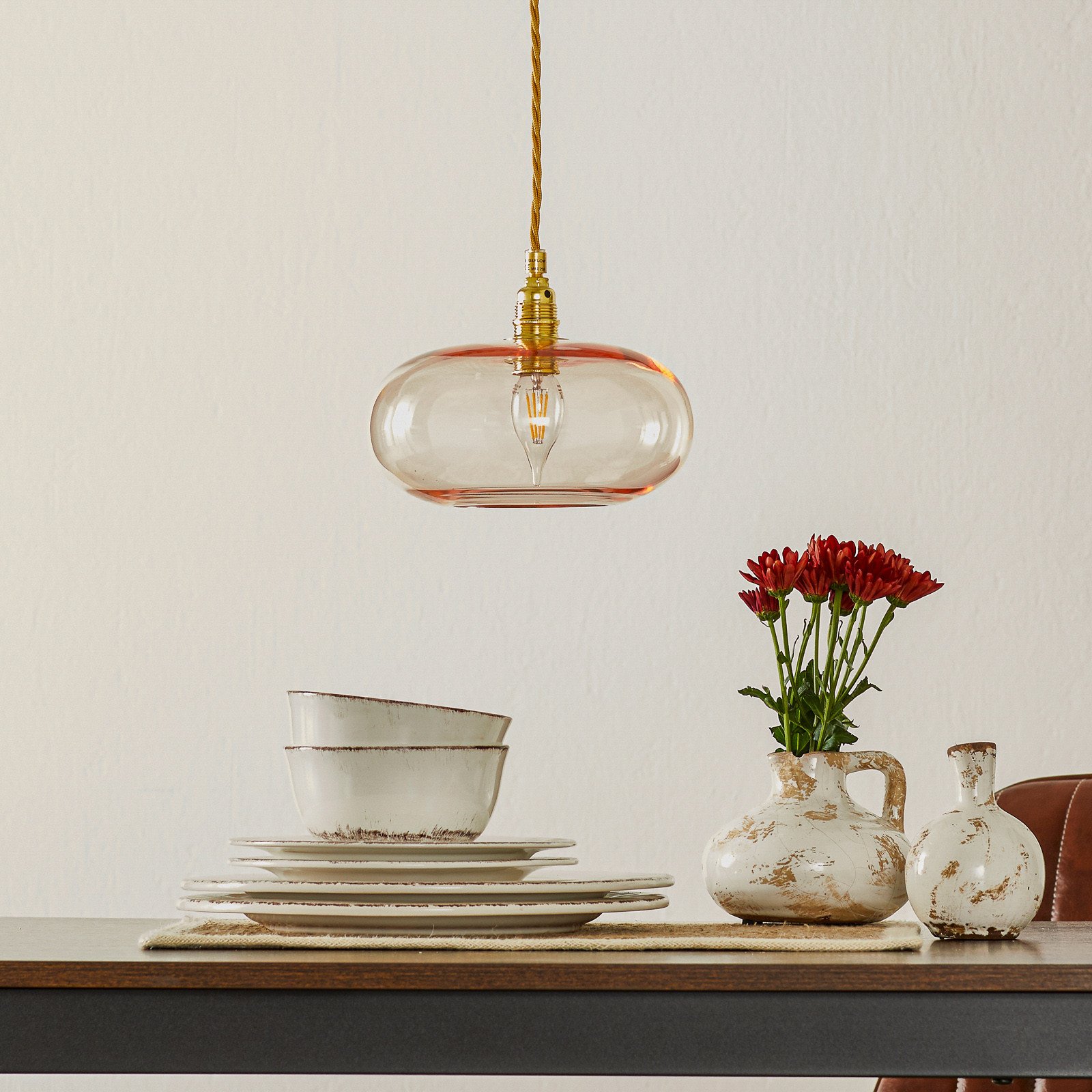EBB & FLOW Horizon lampă susp. auriu-rosé Ø 21cm - Camera de zi / sufragerie - Scandinavă - rosé auriu - Sticlă