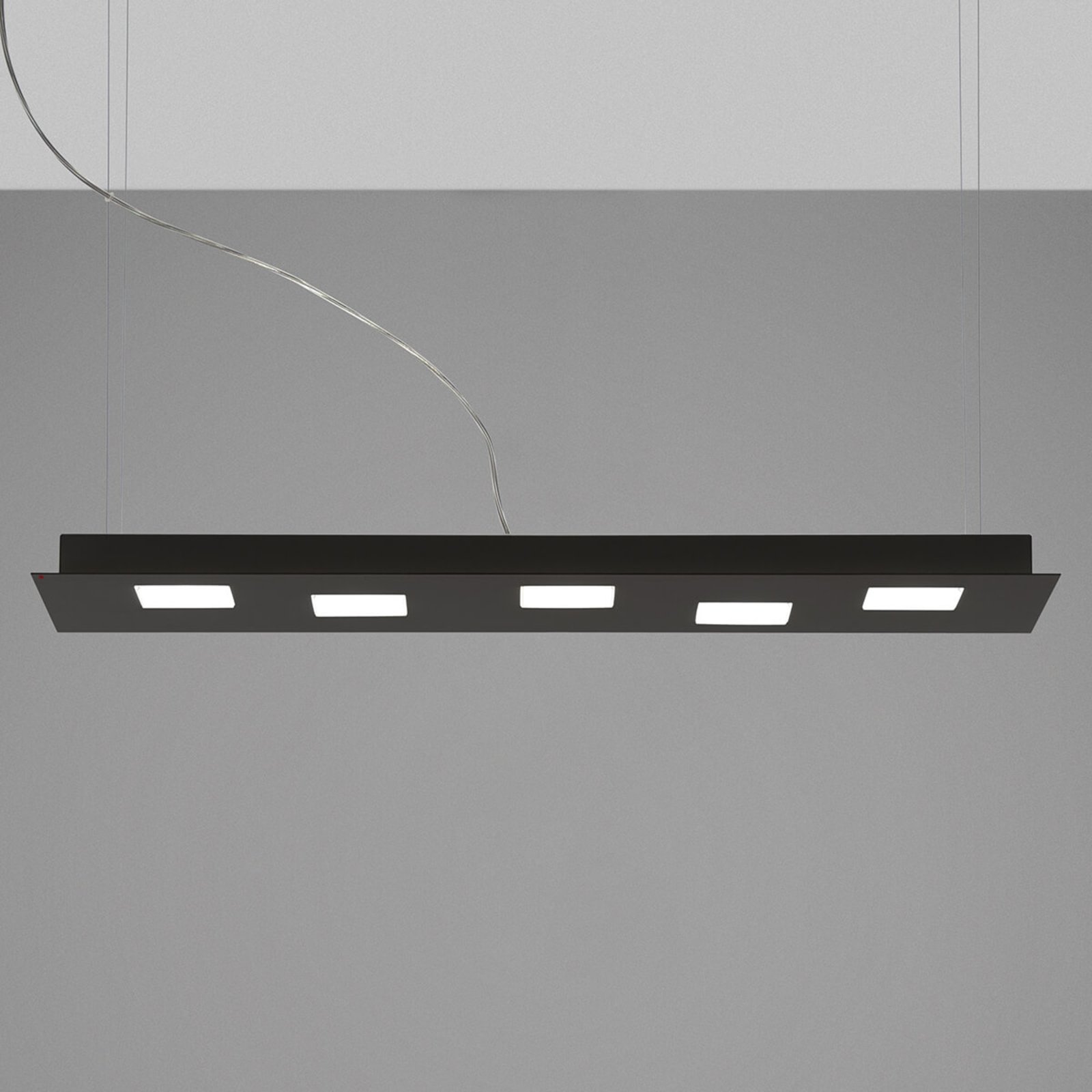 Fabbian Quarter - svart LED-hänglampa 5 lampor