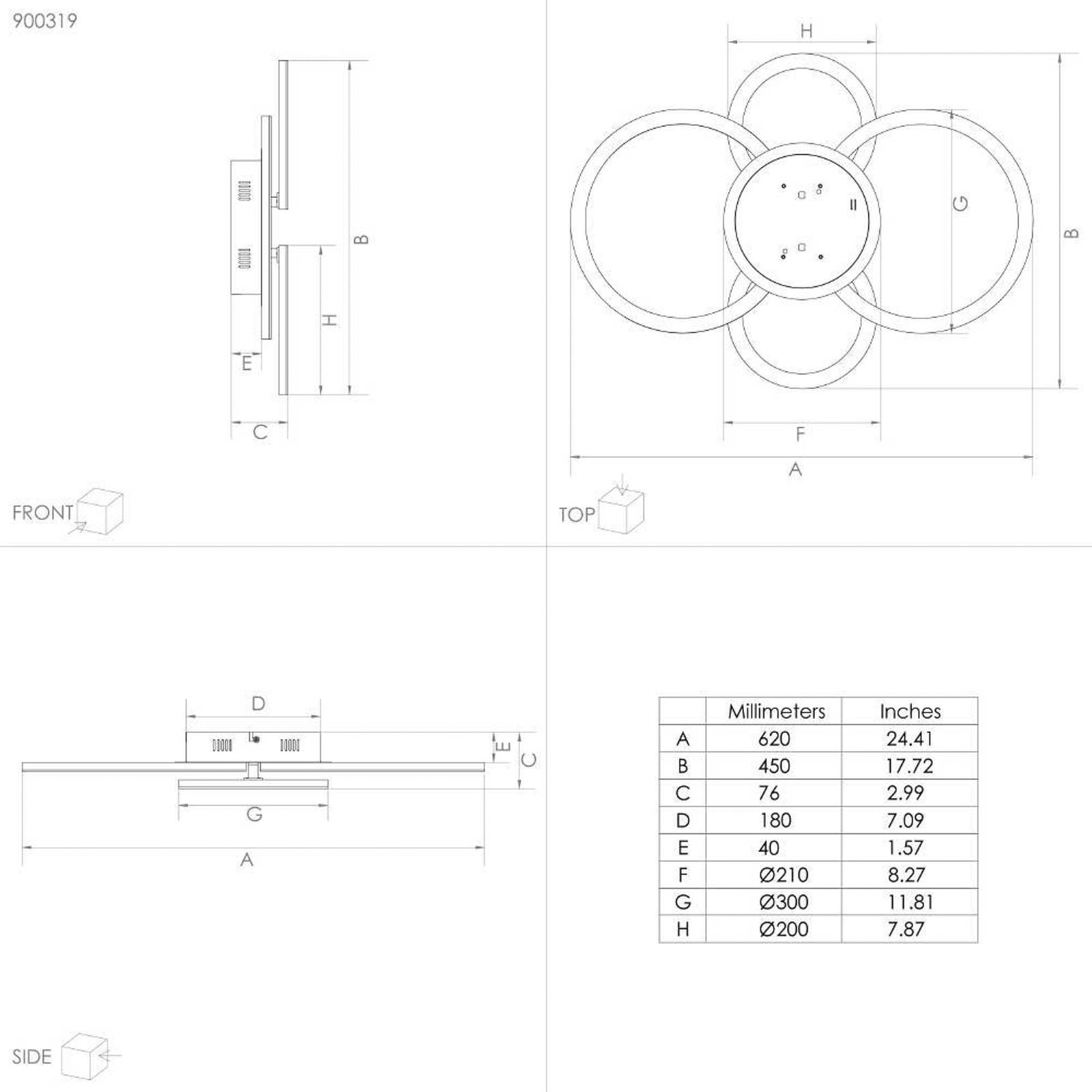 EGLO connect Parrapos-Z lampa sufitowa LED, 4-pkt.