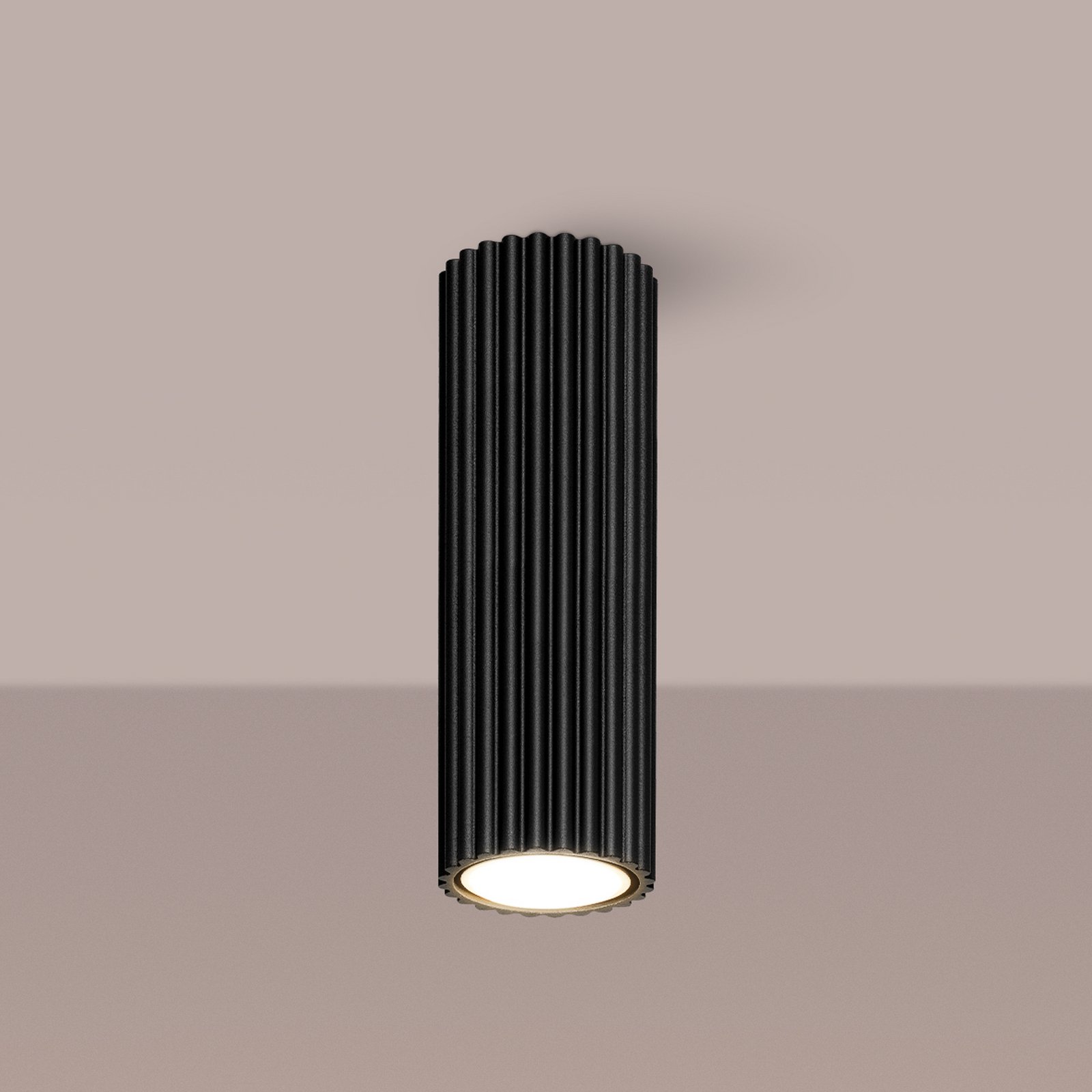 Taklampe i karbon, svart, høyde 20 cm, aluminium