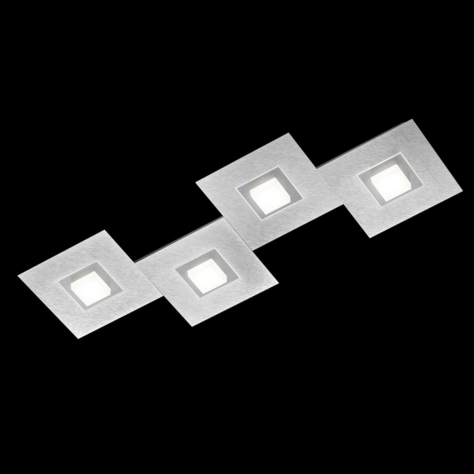 Grossmann GROSSMANN Karree ceiling 4-bulb 80x30cm titanium, for Living / Dining Room, aluminium, acrylic, energy efficiency: A+, L: 80 cm, W: 30 cm, H: 5 cm