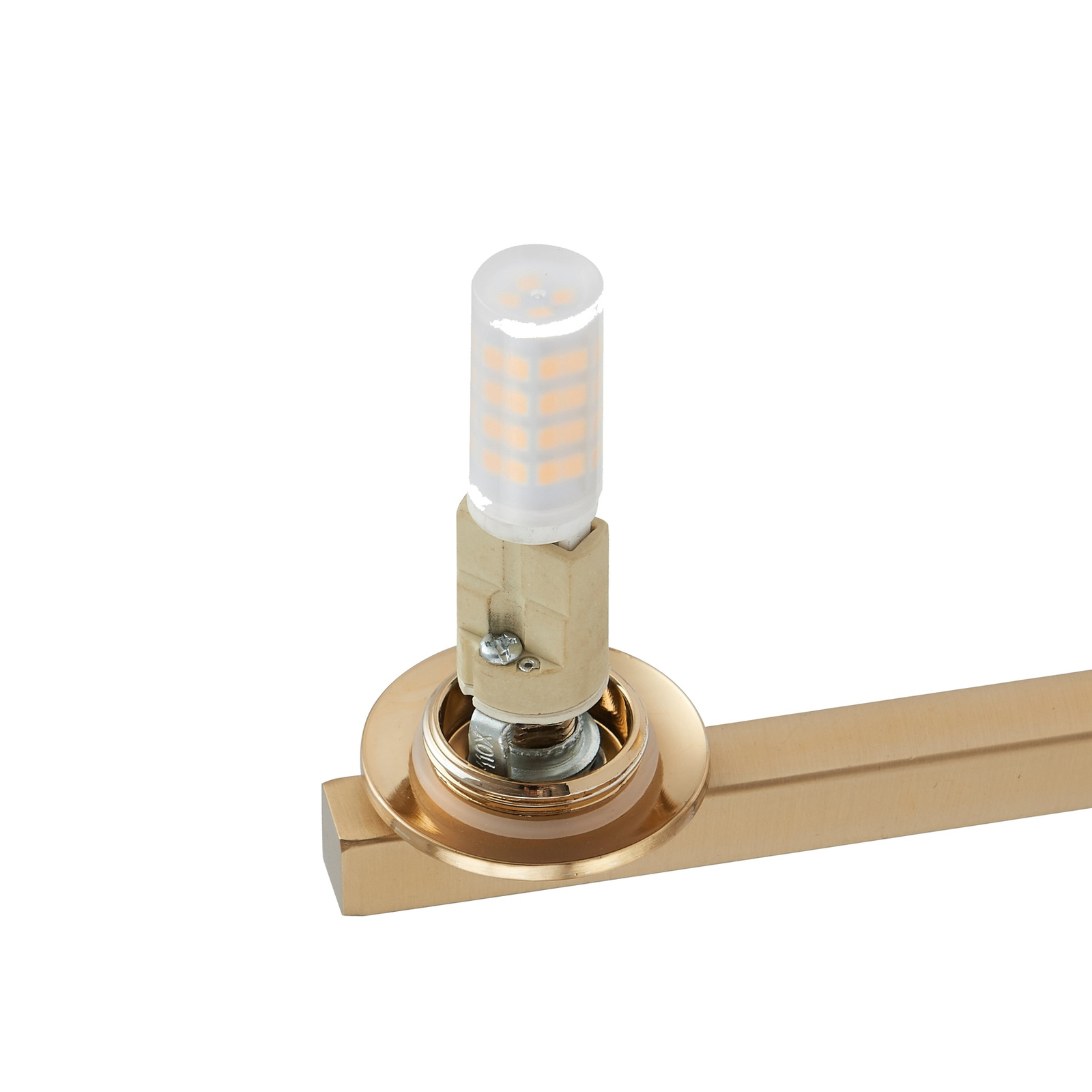 Lucande wall light Bidolo, brass-coloured, glass, 12 cm, IP44