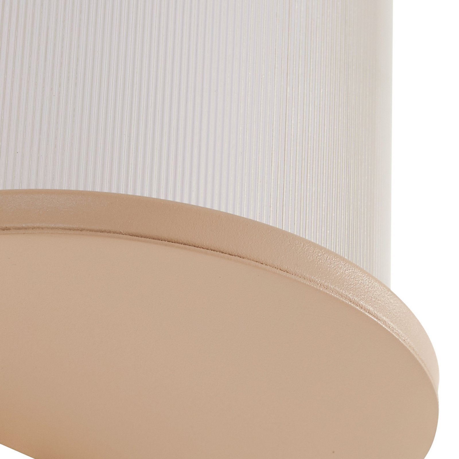 Calvik udendørs LED-væglampe, IP44, beige, 24 cm, riflet - Lindby