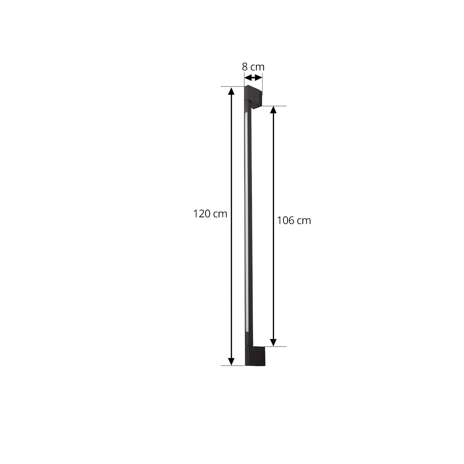 Neano LED nástenné svetlo výška 120 cm čierna kovová IP54 - Lindby