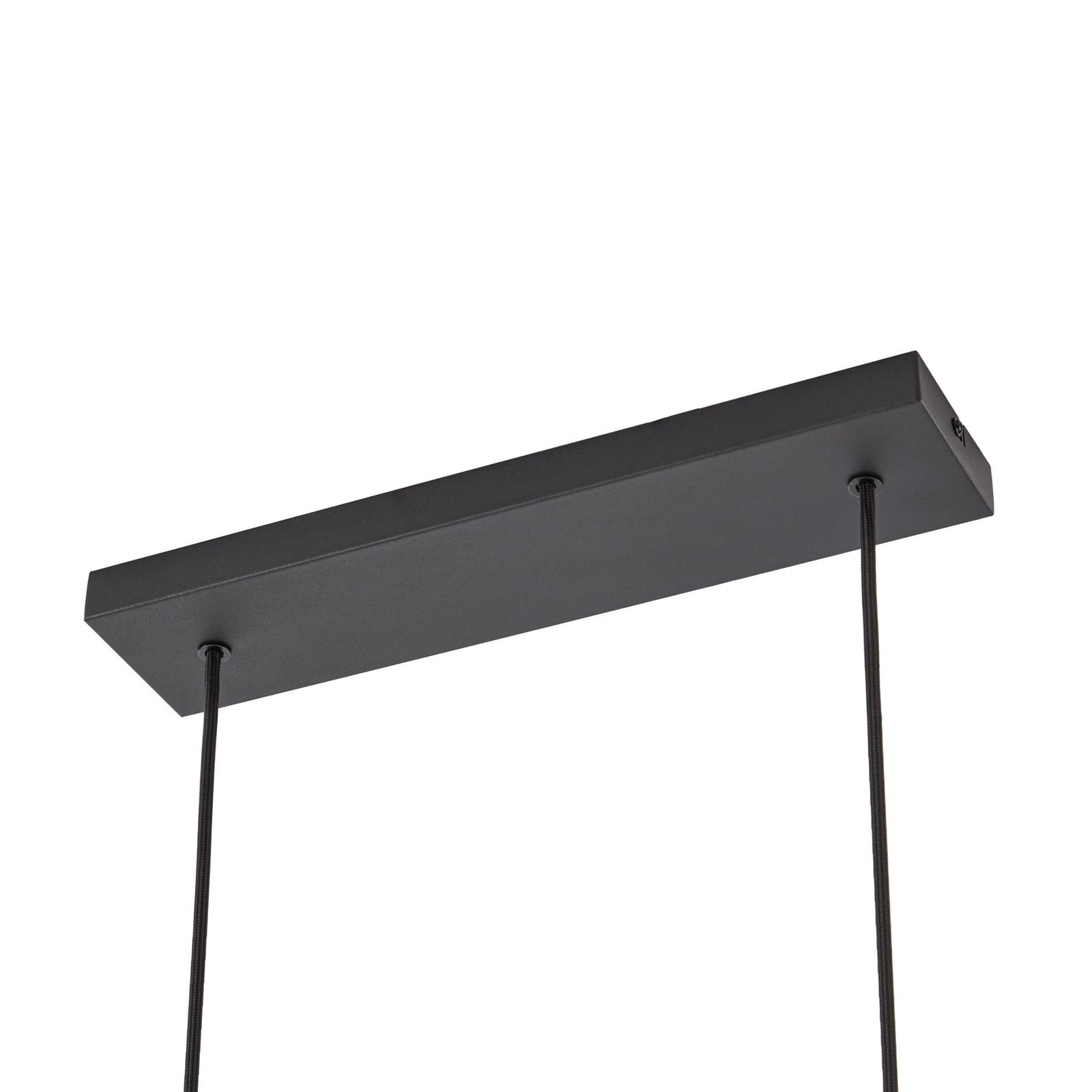 Lucande hanglamp Jorvan, 3-lamps, 100 cm, hout/textiel