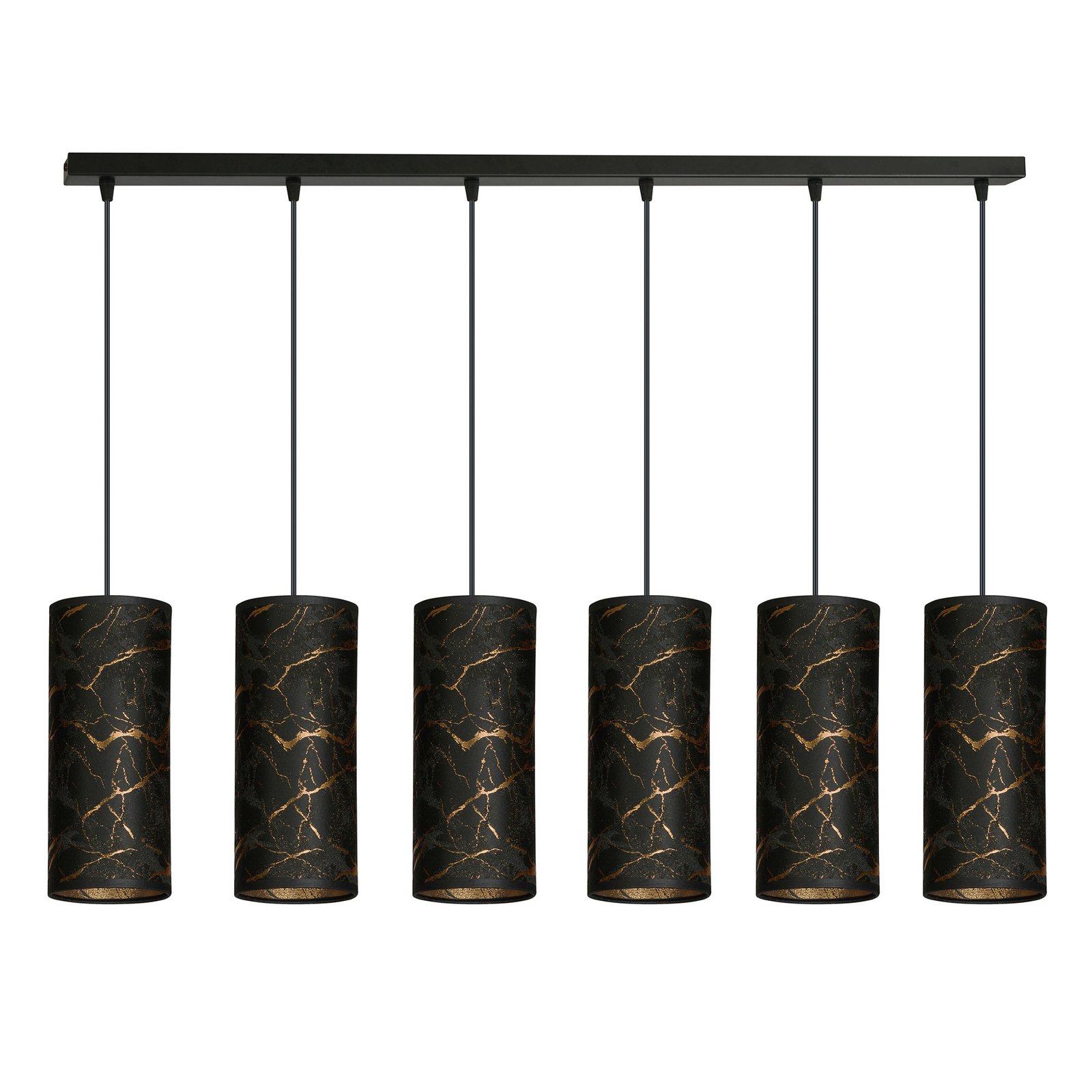 Hanglamp Joni 6-lamps lang zwart-gemarmerd
