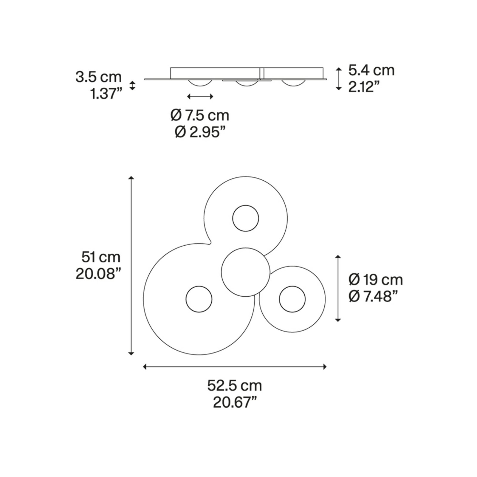 Bugia Triple Stropné Lampa 3000K Bronze - Lodes