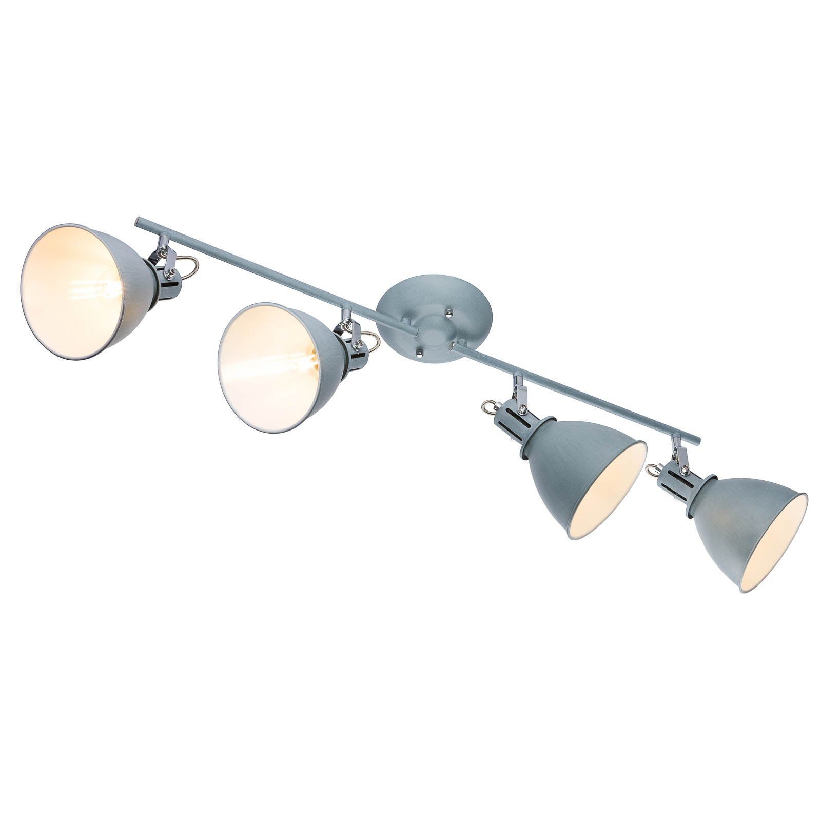 Globo Four-bulb ceiling spotlight Jonas in grey, for Living / Dining Room, metal, E14, 40 W, energy efficiency: A++, L: 80 cm, W: 15 cm, H: 28 cm