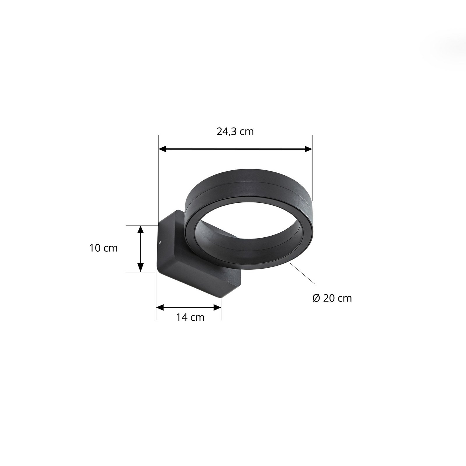 Lindby Selviro LED outdoor wall light, anthracite, Ø 20 cm, IP65