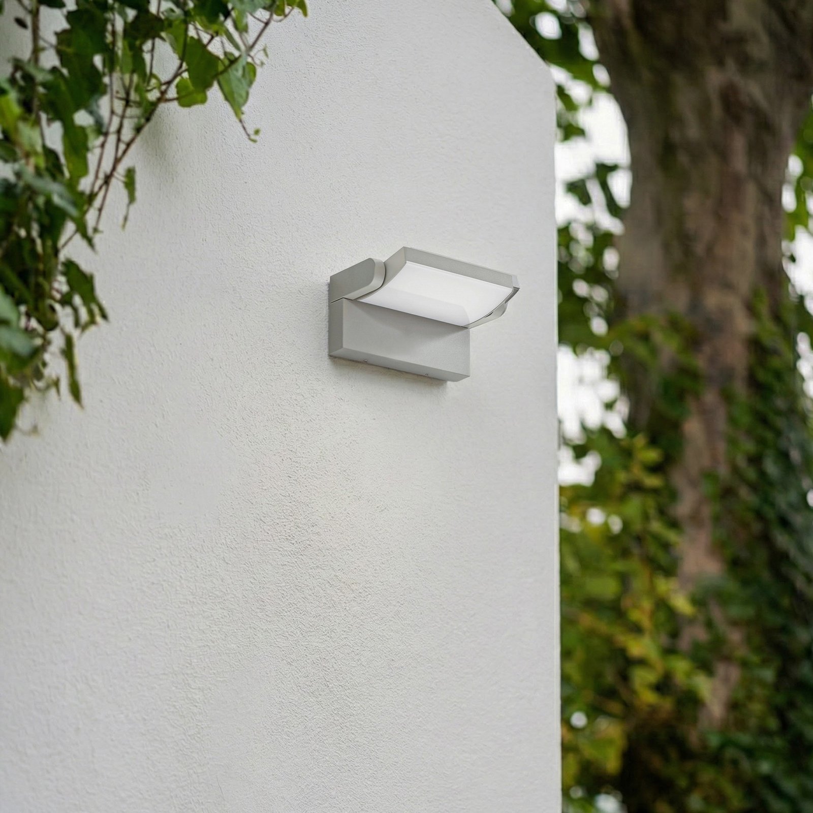 Lindby LED buiten wandlamp Sherin, grijs, IP54, zwenkbaar