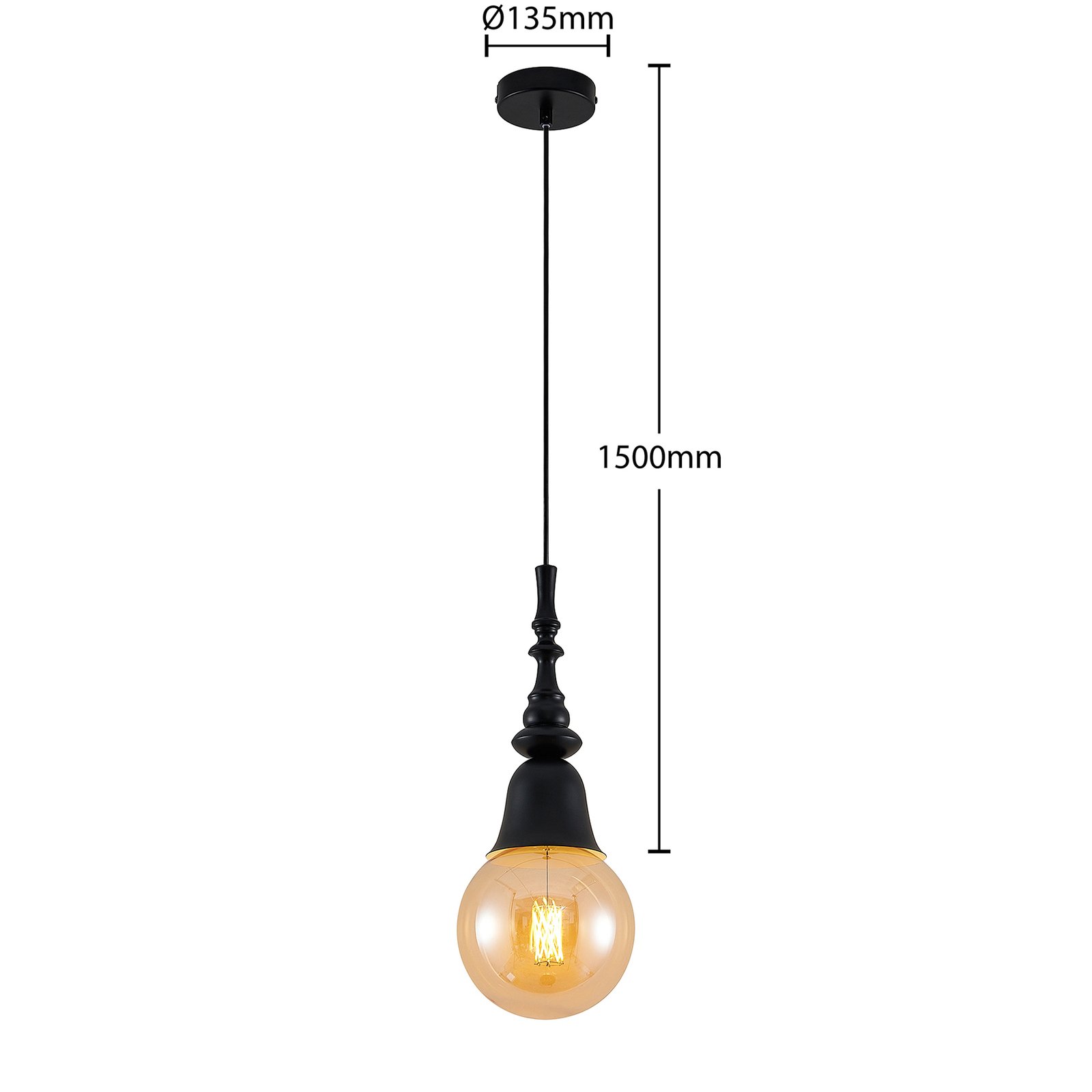 Lucande Gesja suspension, 2 lampes, noire