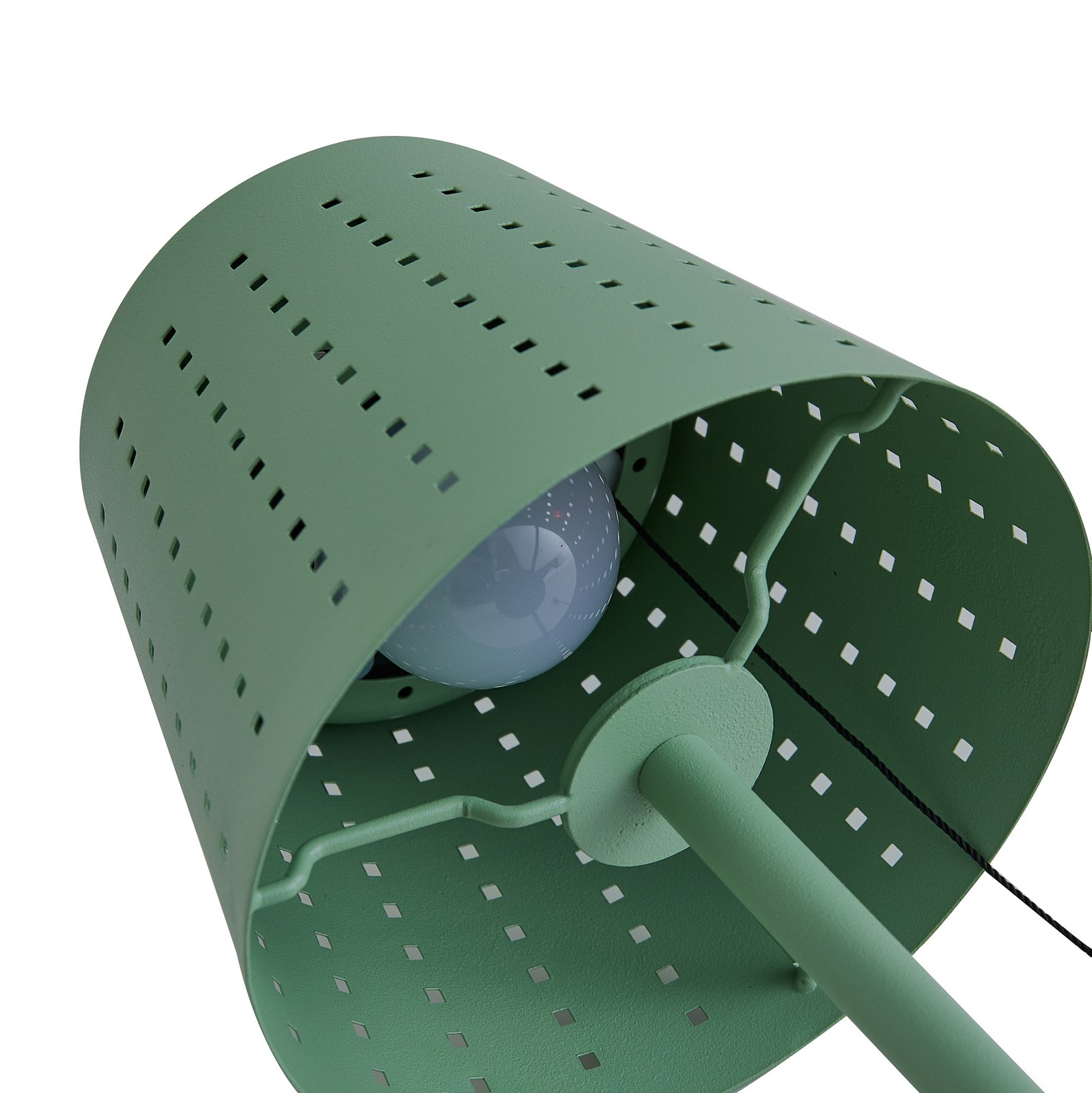 Lindby LED-aurinkopöytävalaisin Hilario, vihreä, rauta, ladattava akku
