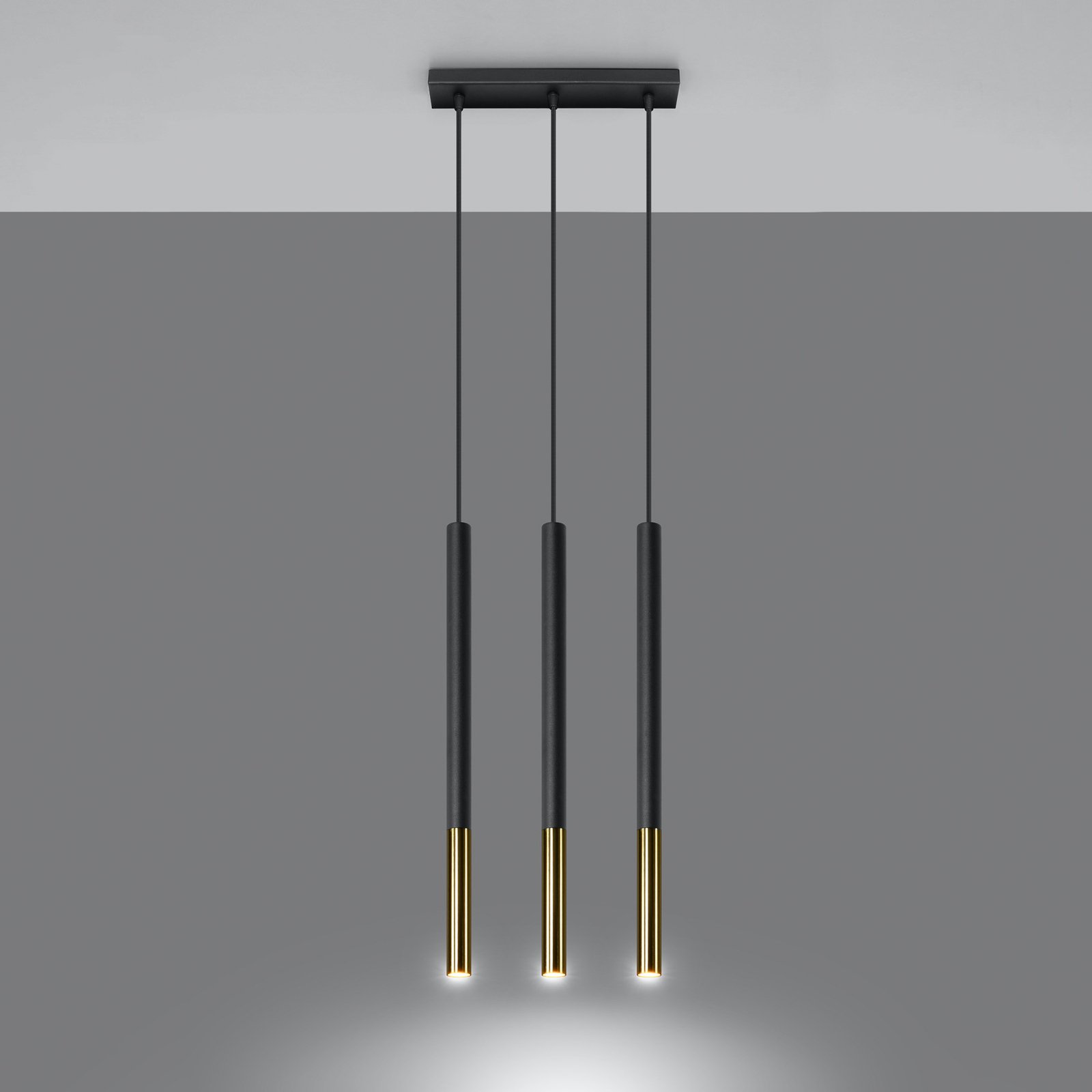 Euluna Thalassa hanger 3-lamps G9 zwart/goud langwerpig