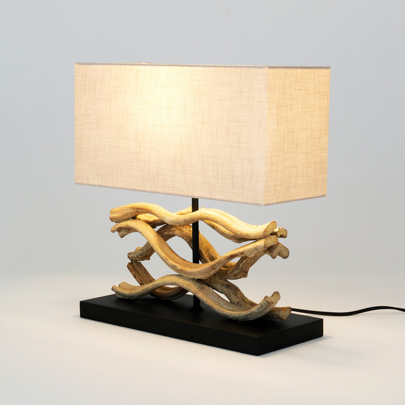 Stolová lampa Panarea, farba dreva/béžová, výška 42 cm, drevo