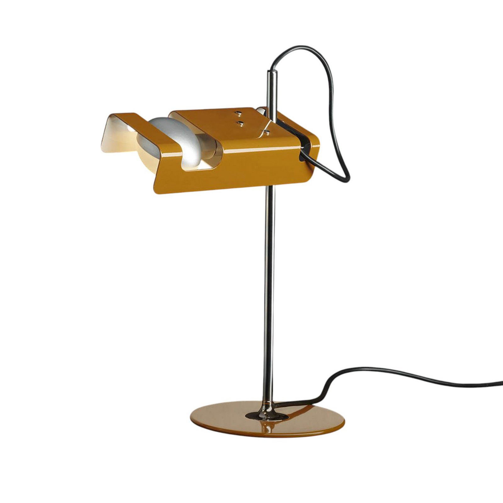 Oluce Spider table lamp, mustard yellow/chrome, metal, aluminium