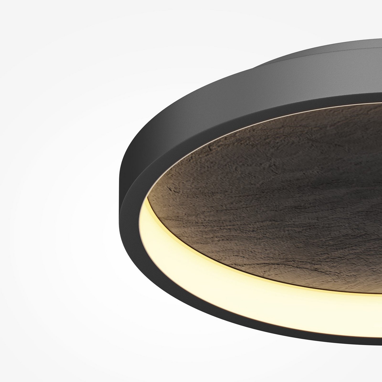 LED plafondlamp Orign, Ø 41 cm, zwart, metaal/steen