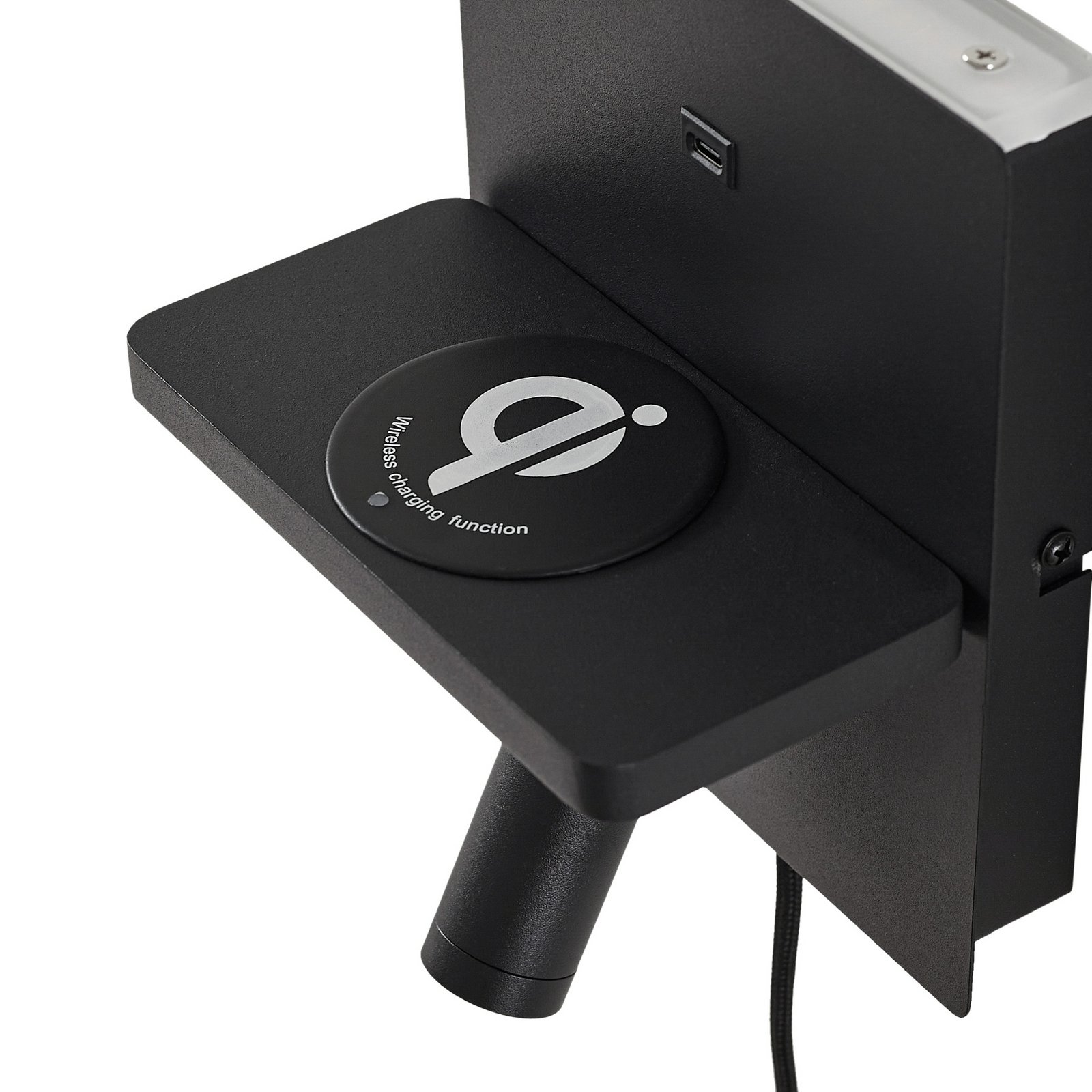 Auden LED-væglampe, sort, stik, ladestation - Lindby