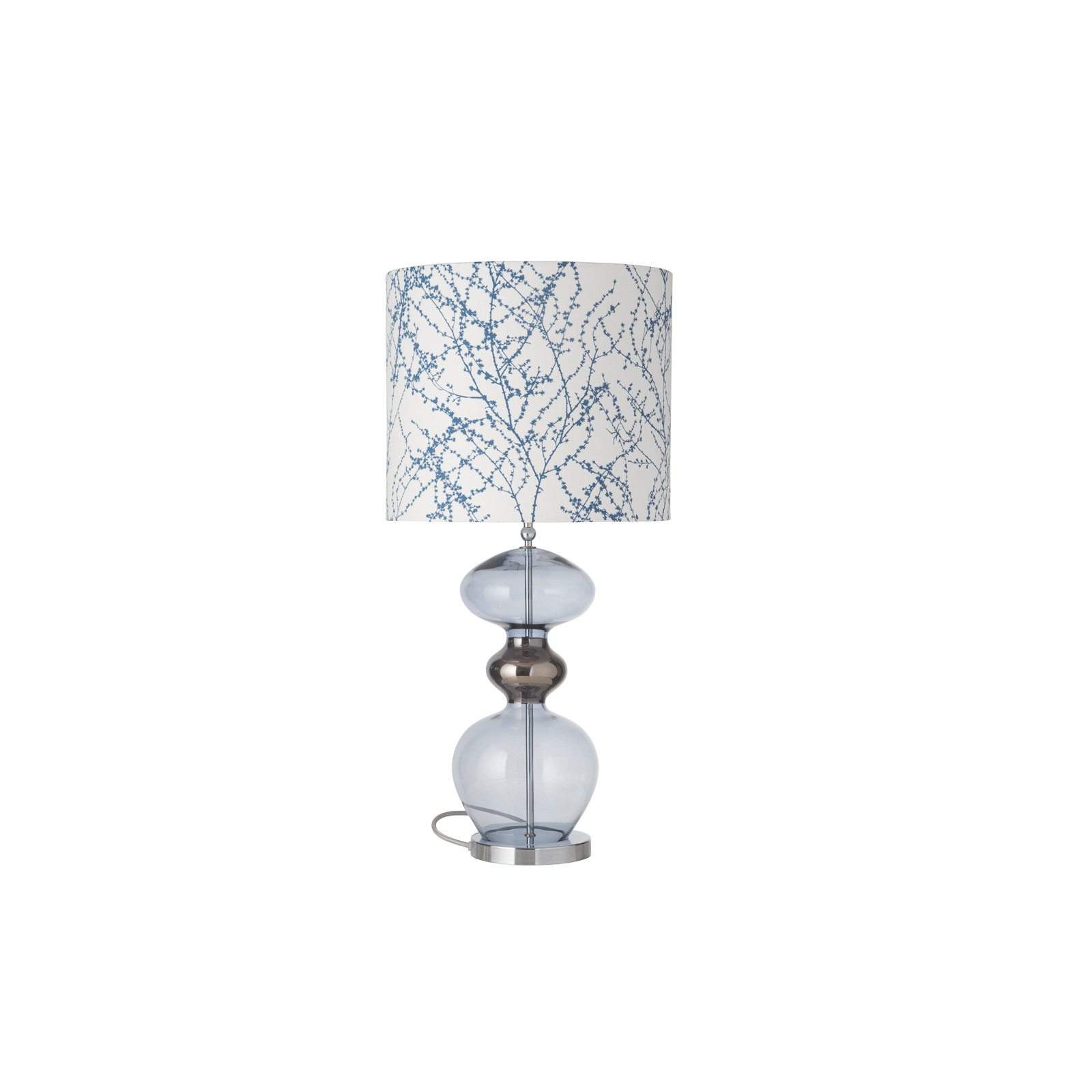 EBB & FLOW Futura table lamp Branches indigo, blue, for Living / Dining Room, glass, metal, linen, E27, 25 W, energy efficiency: A++, H: 67 cm