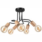 Envostar Joiy deck 5-lamps verdeeld zwart/hout