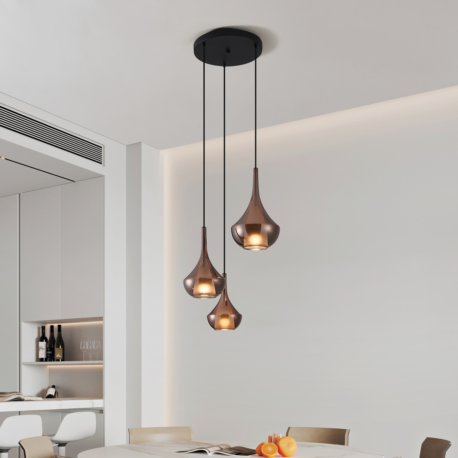 Závěsné světlo Stars of Light Almoster, měď, Ø 55 cm, 3ramenné