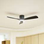 Lucande LED ceiling fan Moneno, black, DC, quiet