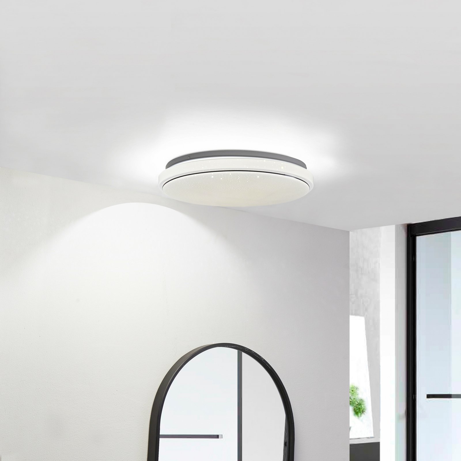 Plafoniera LED Lindby Glamo, Ø 39 cm, cromo, bianco, IP44