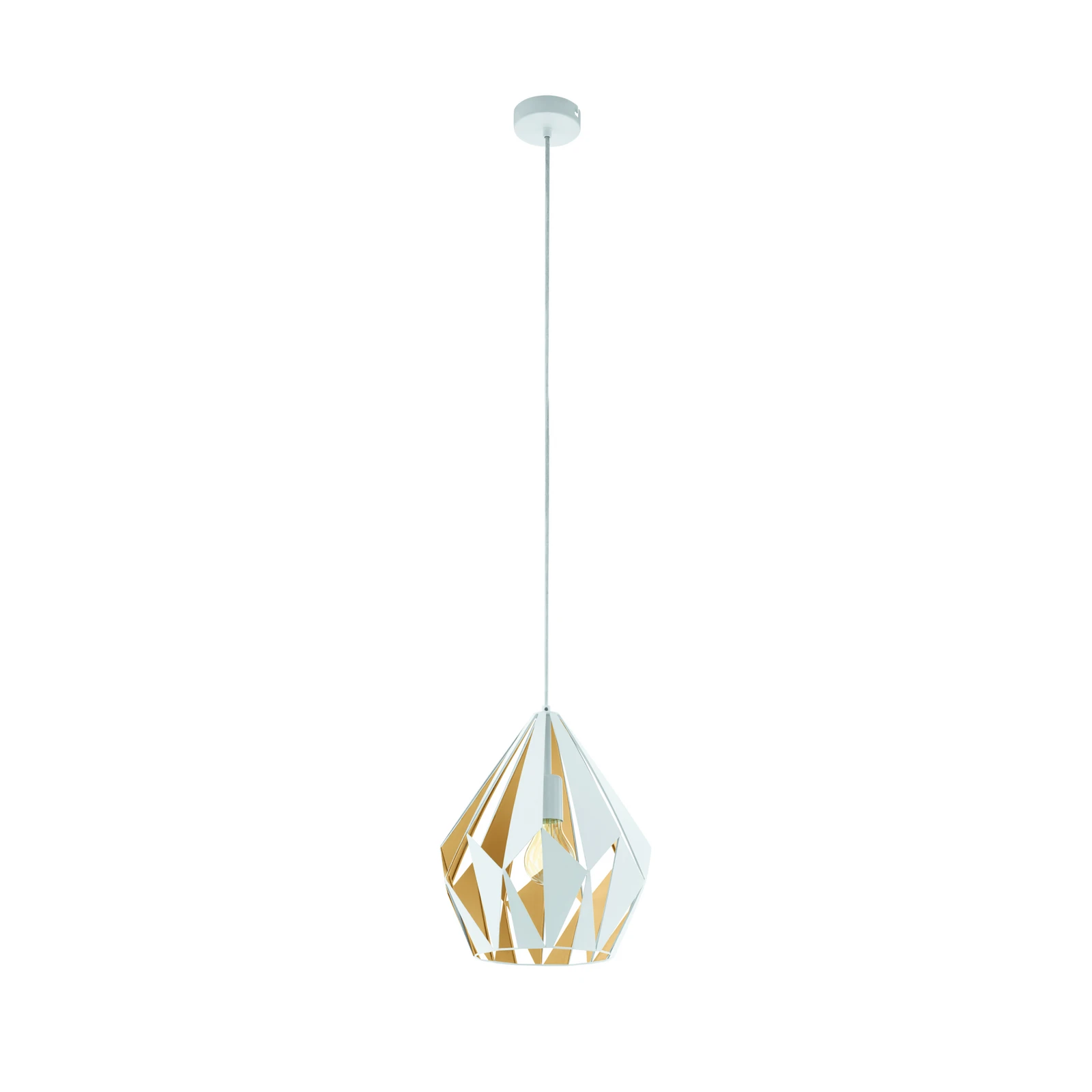 Candeeiro suspenso Carlton, branco-dourado, Ø 31cm